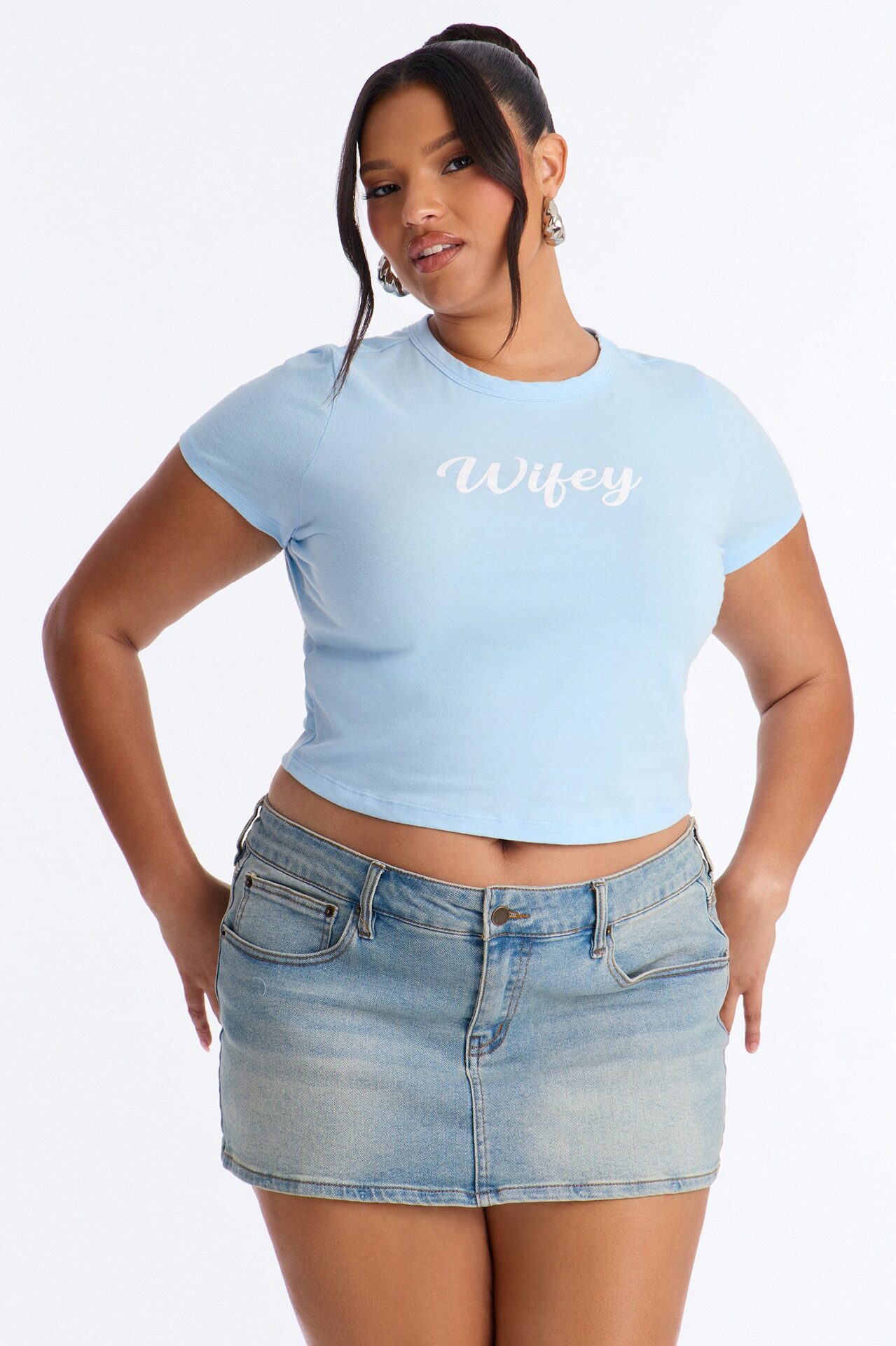 Wifey Baby Tee - Light Blue