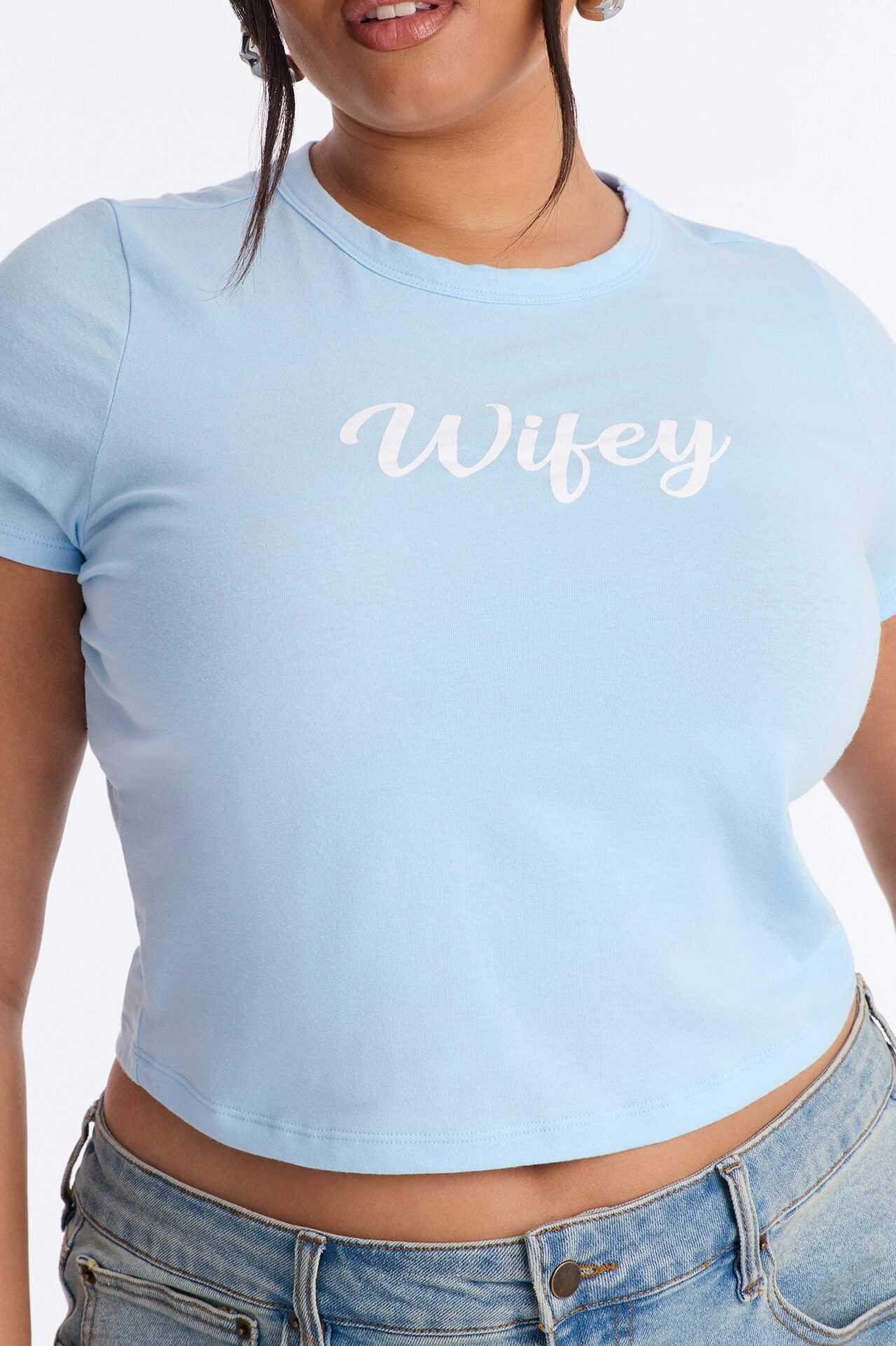 Wifey Baby Tee - Light Blue