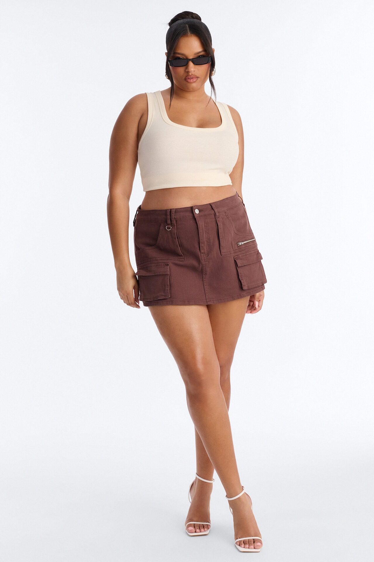 Feel The Pressure Cargo Mini Skort - Brown