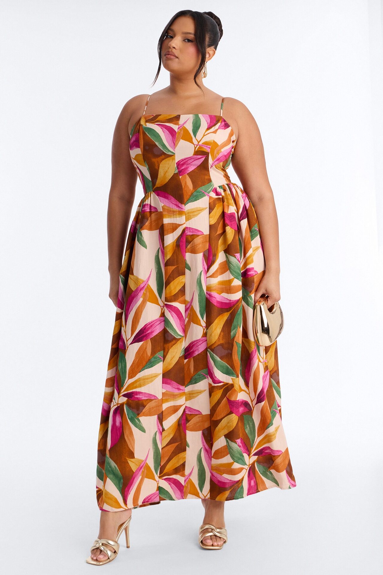 Beachside Linen Maxi Dress - Rust/combo