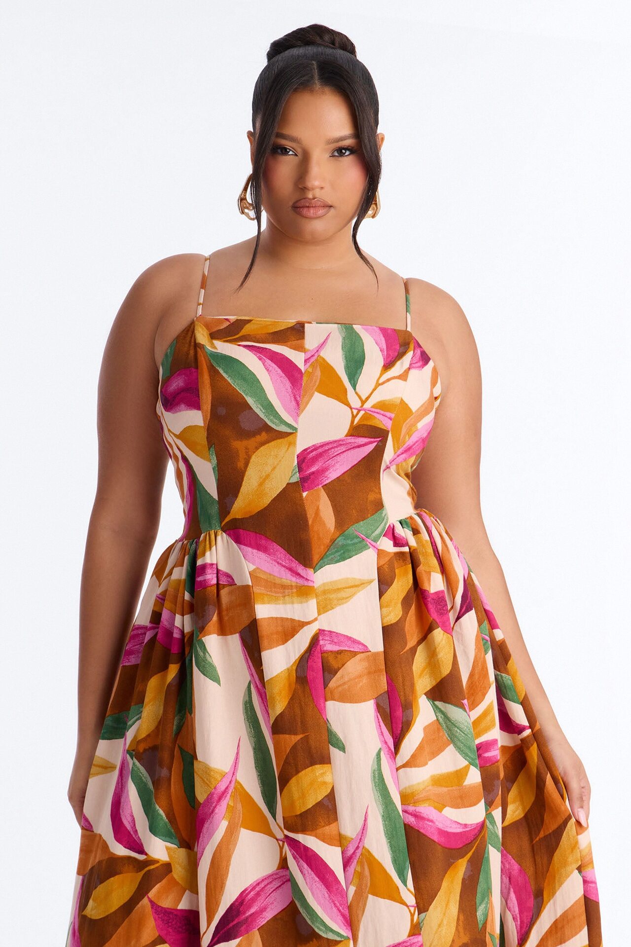 Beachside Linen Maxi Dress - Rust/combo
