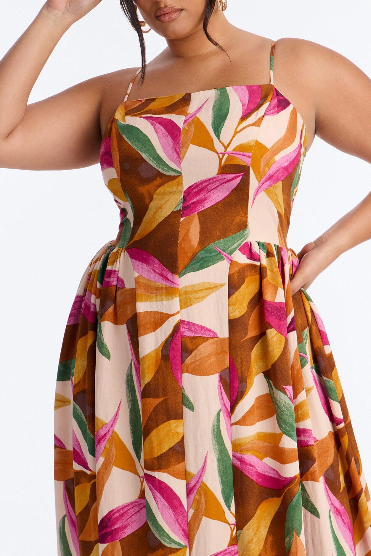 Beachside Linen Maxi Dress - Rust/combo