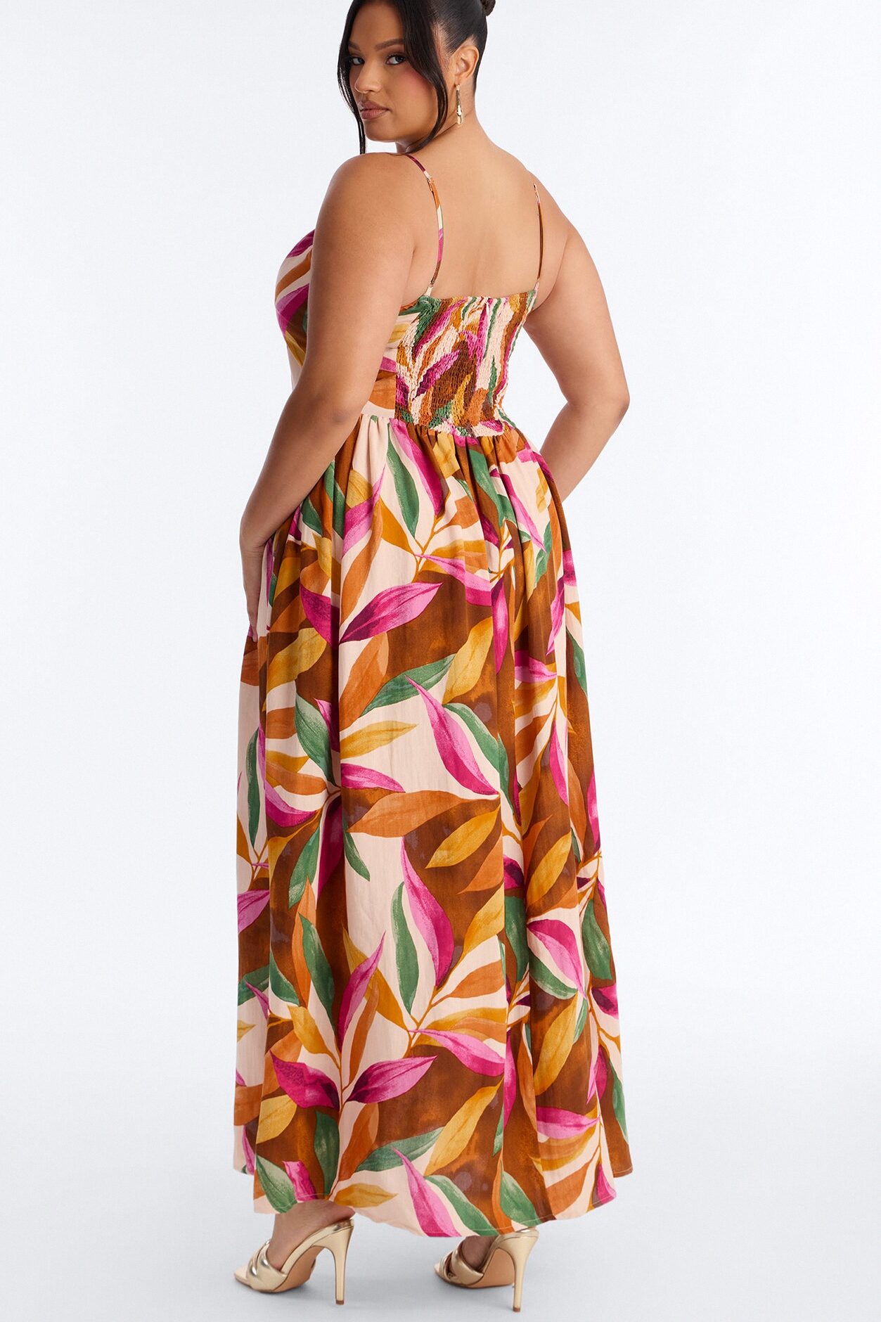 Beachside Linen Maxi Dress - Rust/combo
