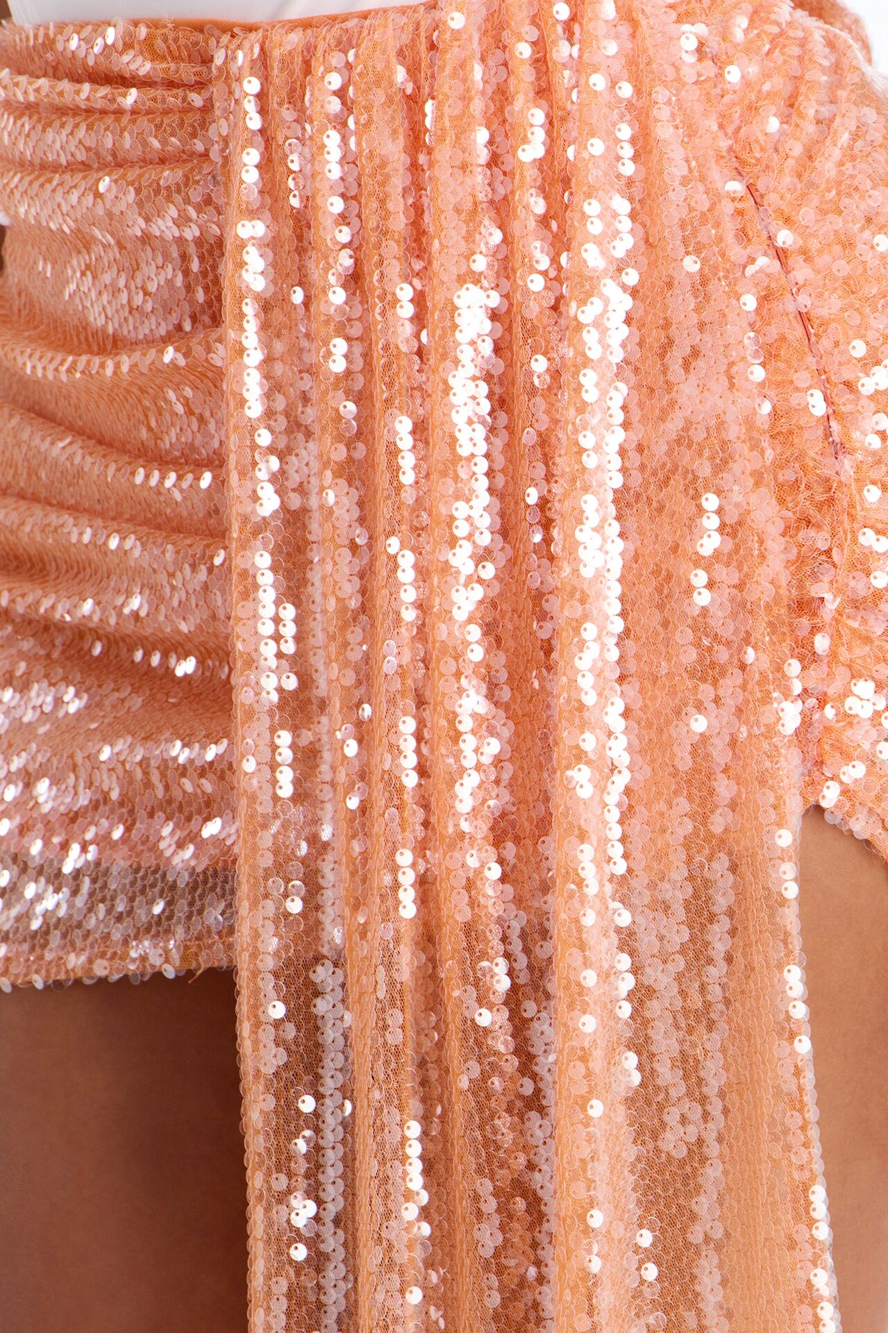 Don't Bother Me Asymmetrical Sequin Micro Mini Skirt - Orange