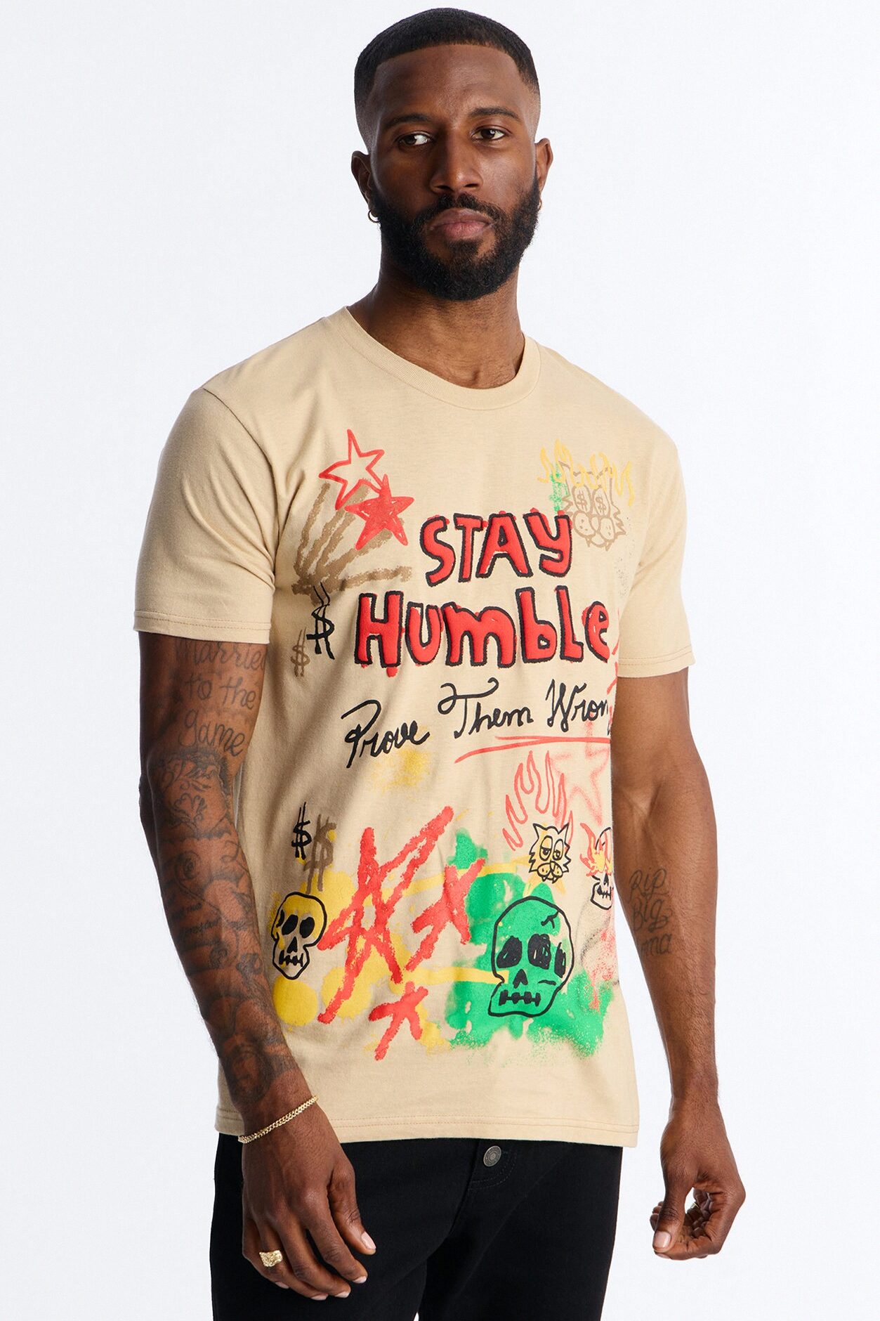 Prove Them Wrong Puff Print Short Sleeve Tee - Taupe
