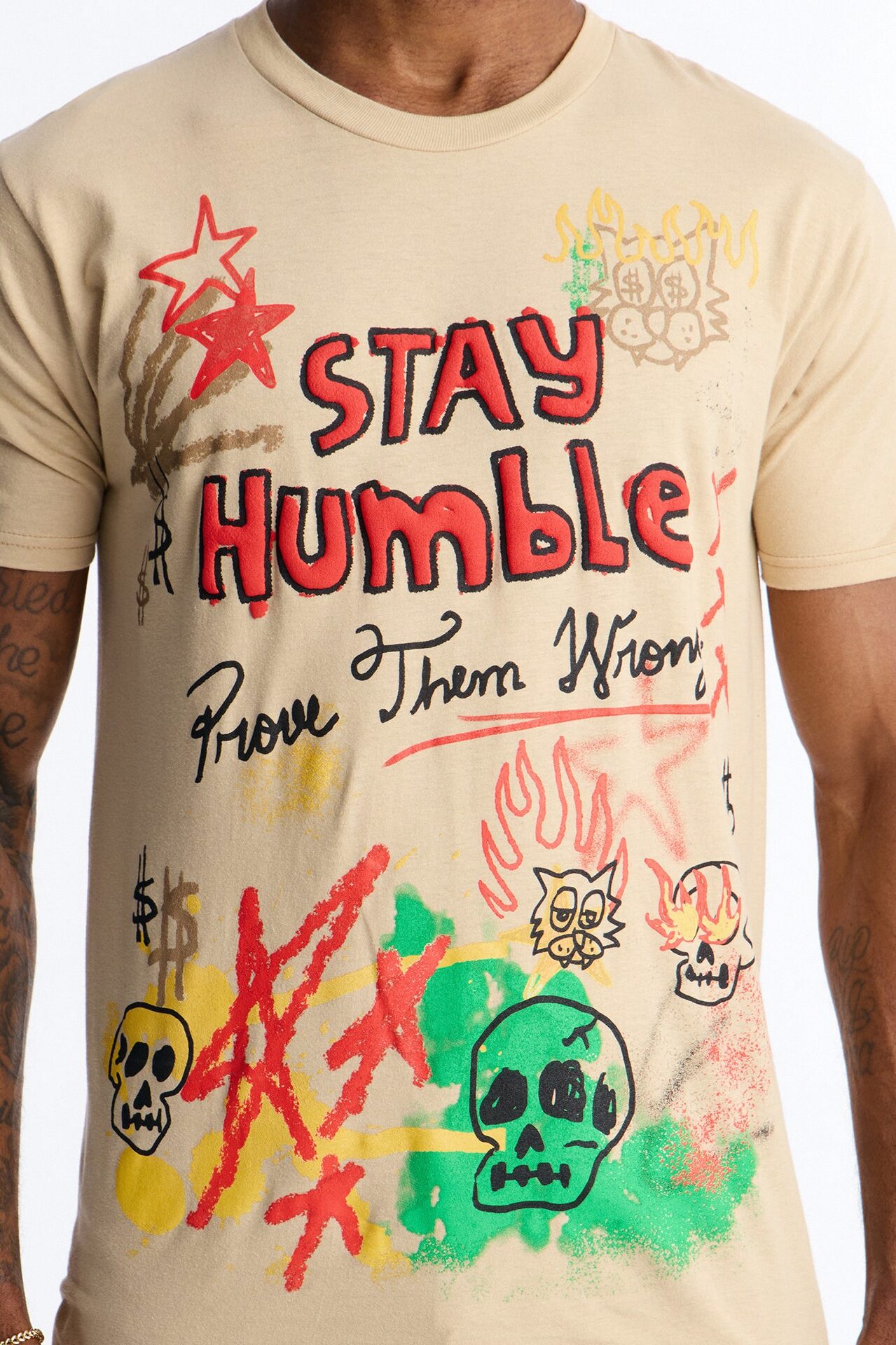 Prove Them Wrong Puff Print Short Sleeve Tee - Taupe