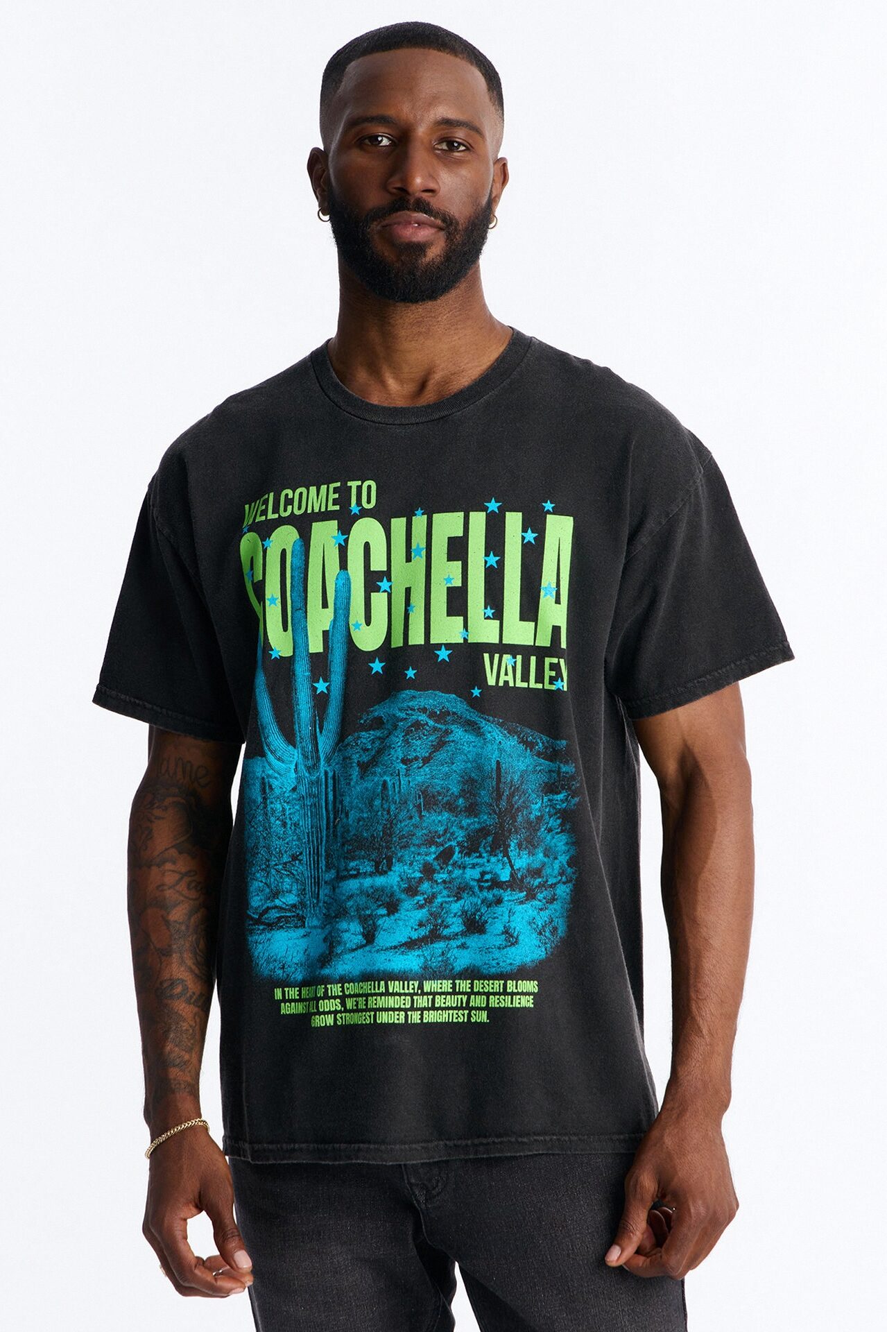 Coachella Valley Vintage Oversized Short Sleeve Tee - Black