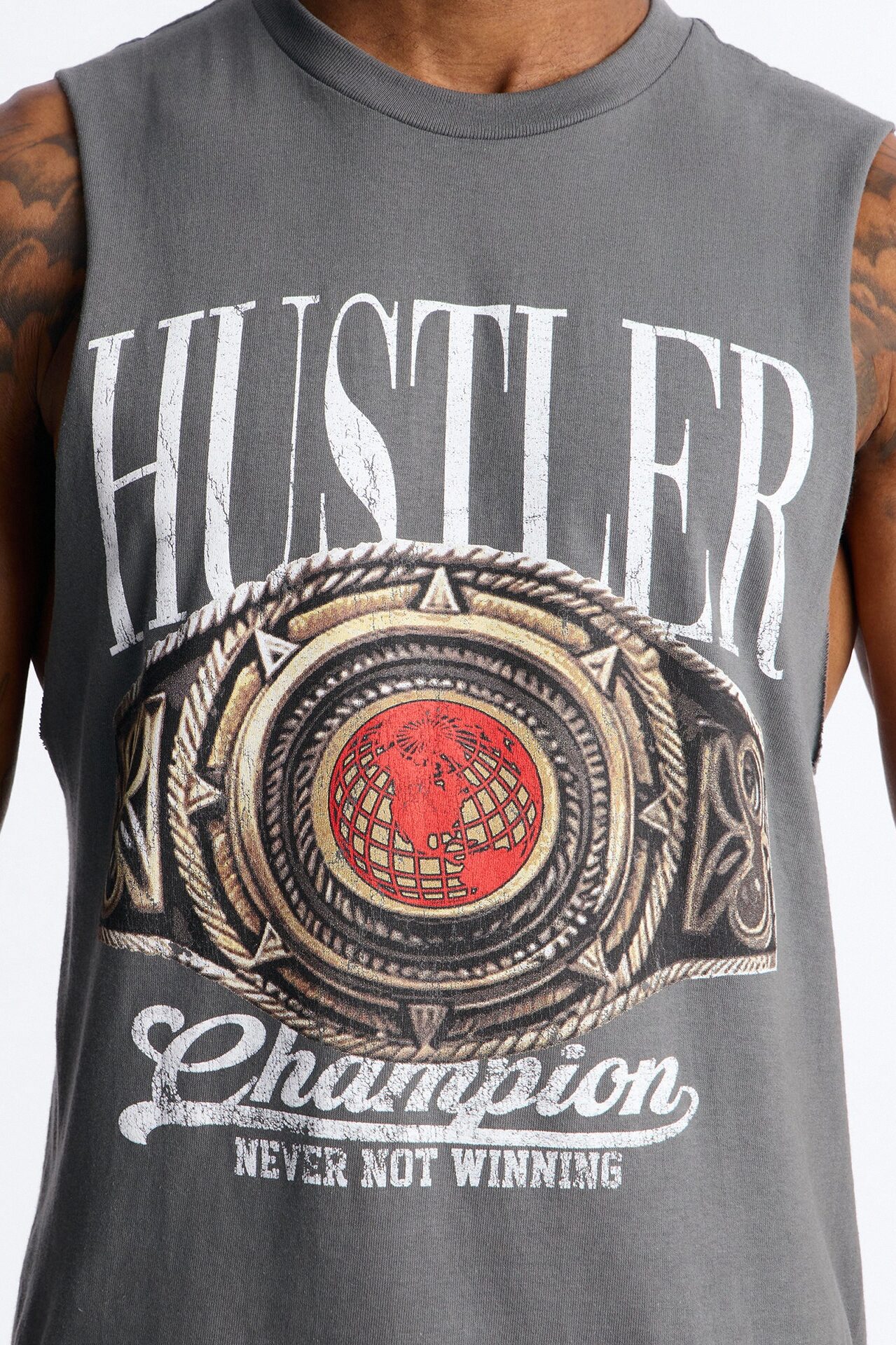Hustler Never Not Winning Muscle Tee - Charcoal