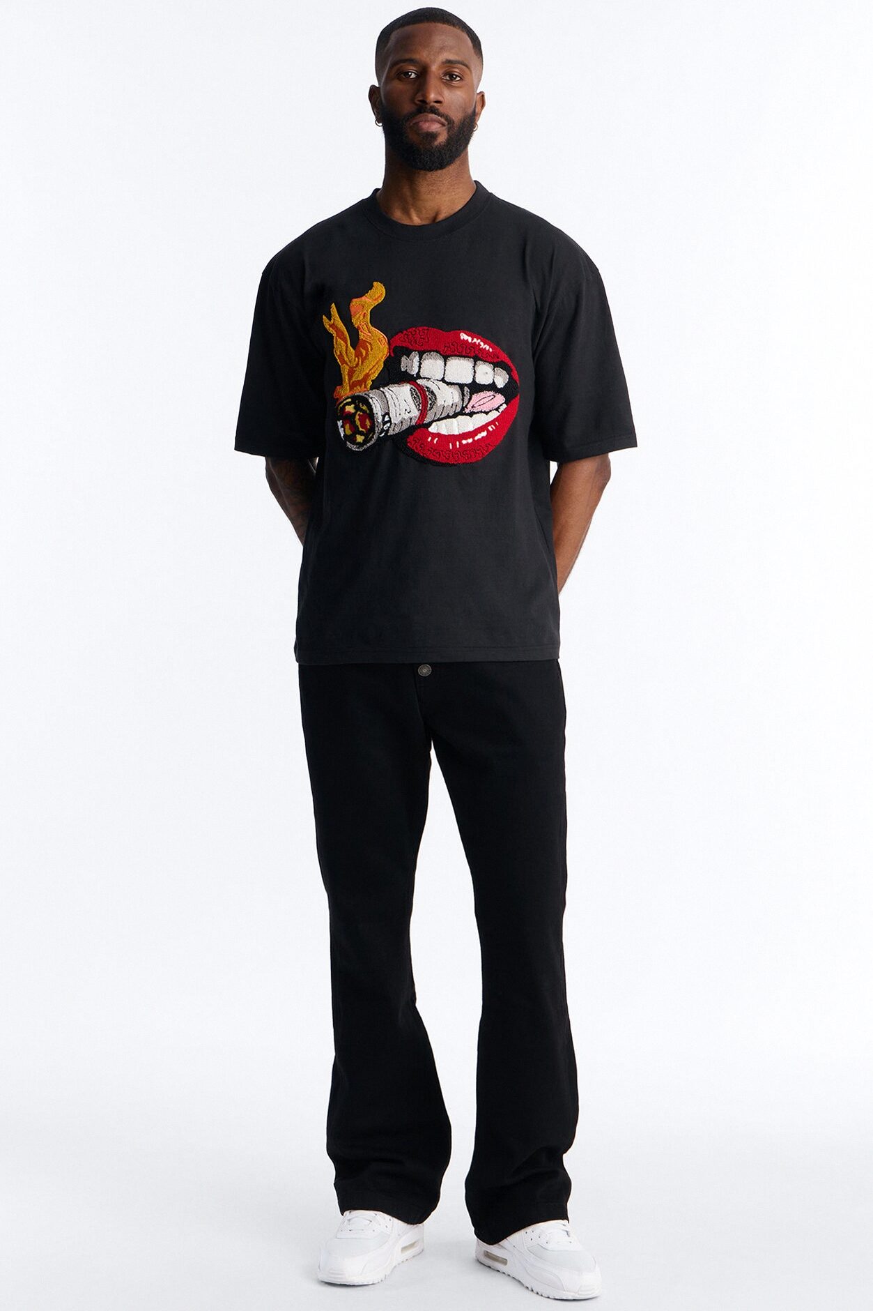 Money Burns Patch Short Sleeve Tee - Black