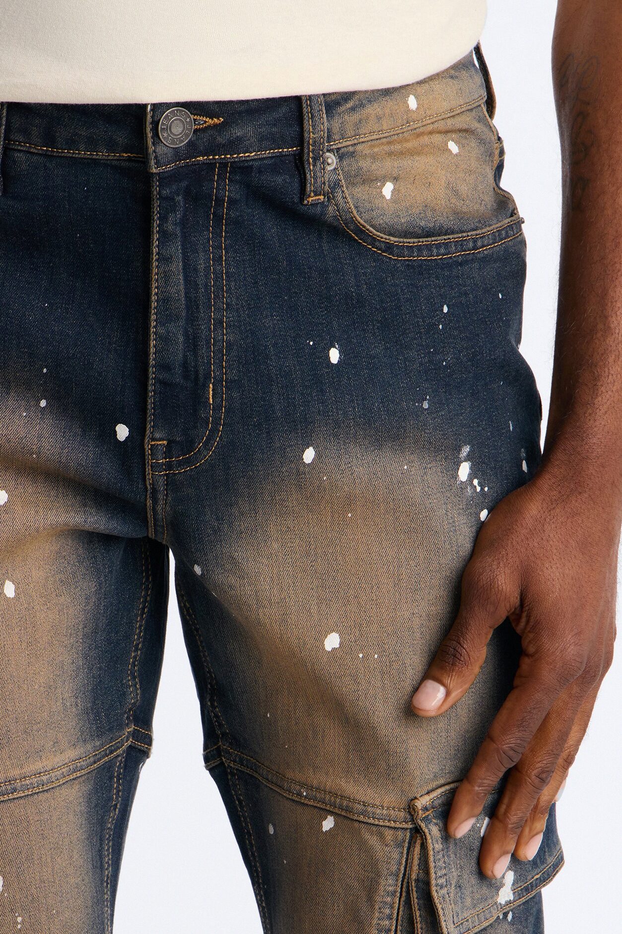 Stacked Skinny Flare Hazmat Cargo Jean - Dark Wash