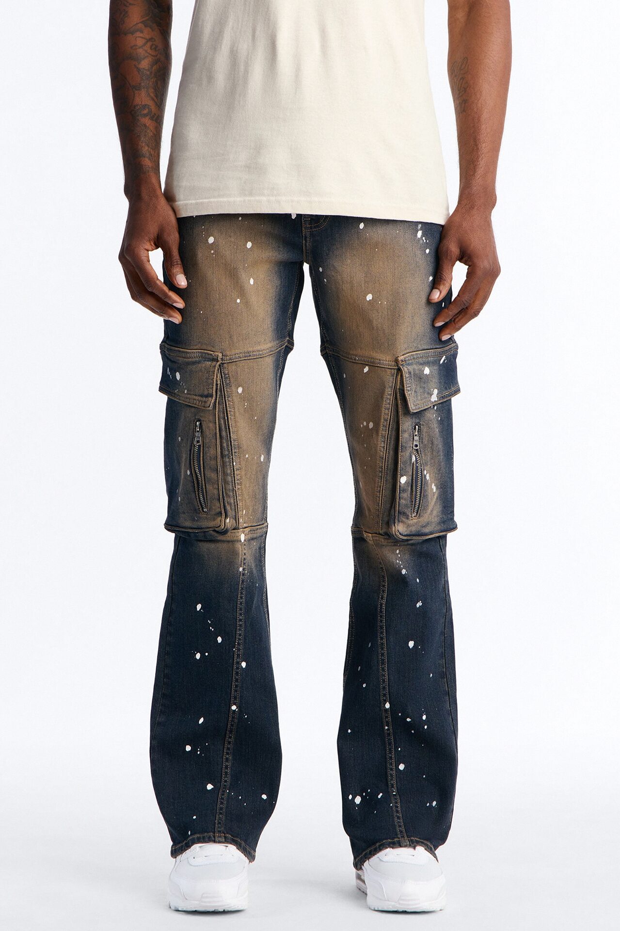 Stacked Skinny Flare Hazmat Cargo Jean - Dark Wash