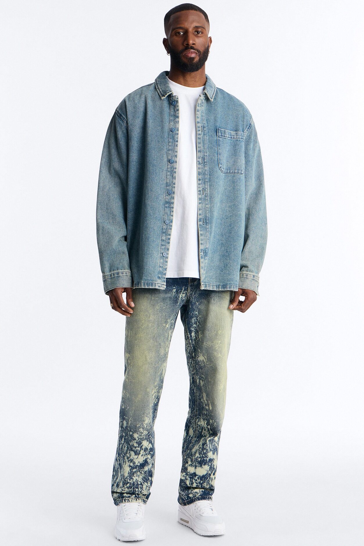 Timeless Bleach Washed Straight Jeans - Dark Wash