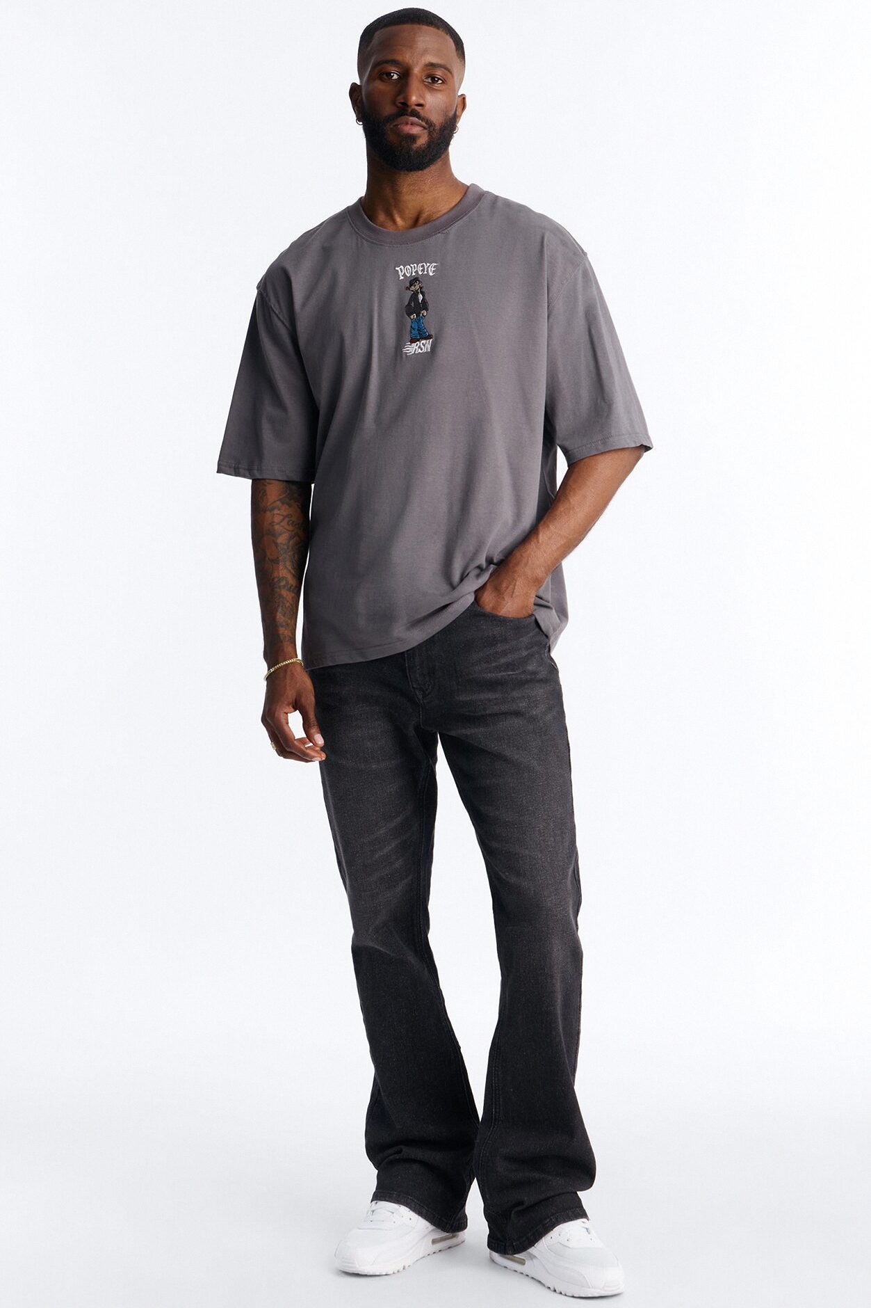 Popeye Old Skool Short Sleeve Tee - Grey