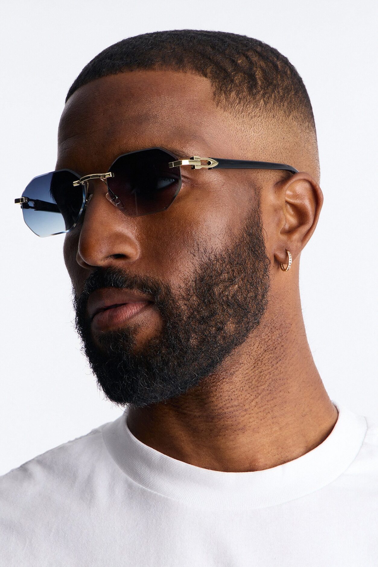 Only If Geometric Frameless Sunglasses - Black/combo