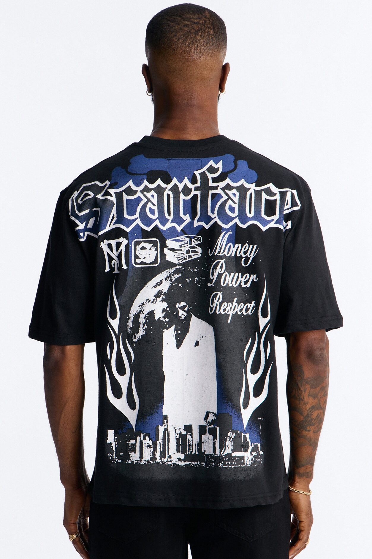 Scarface Money Power Respect Motto Short Sleeve Tee - Black