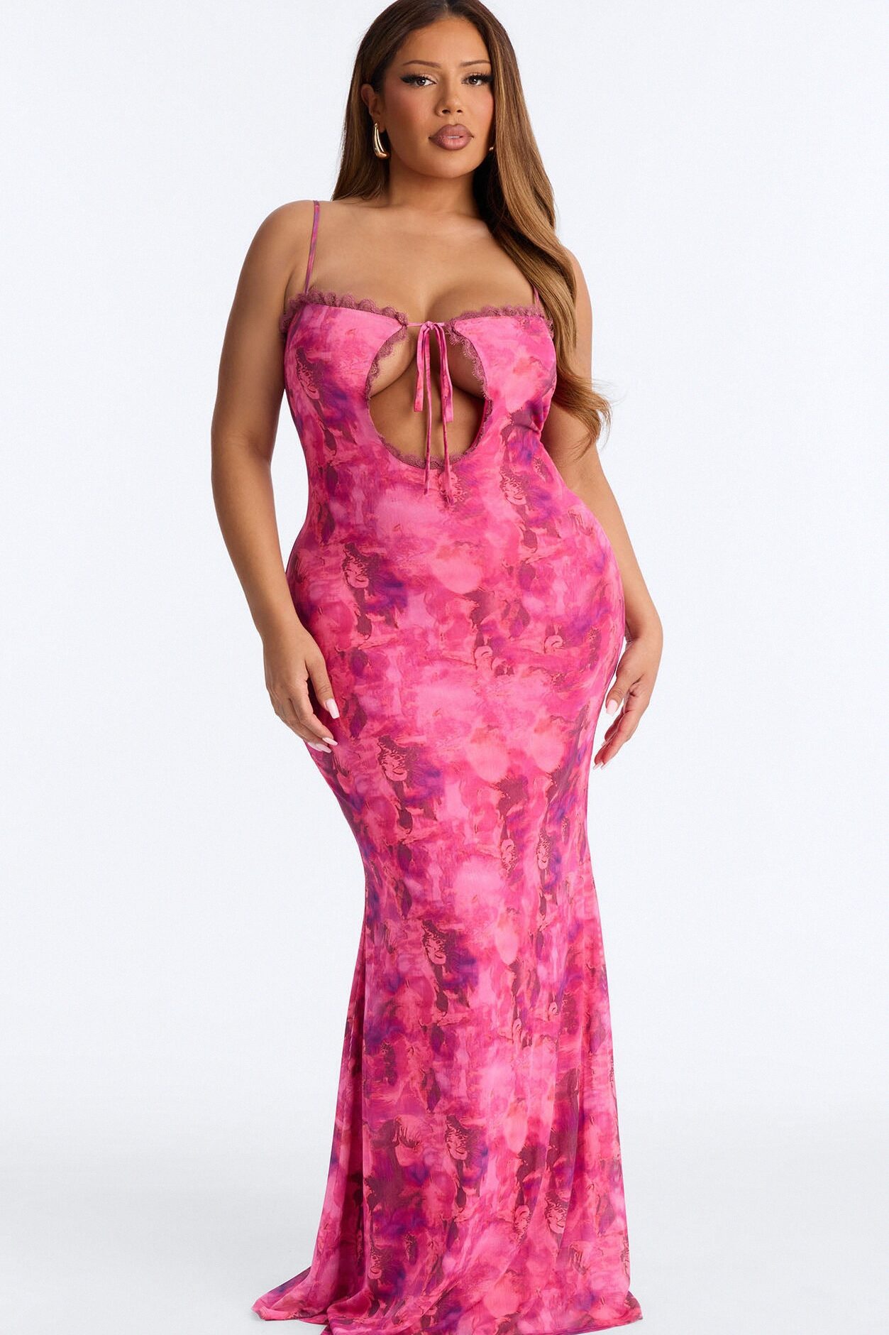 Selina Tie Dye Mesh Maxi Dress - Pink