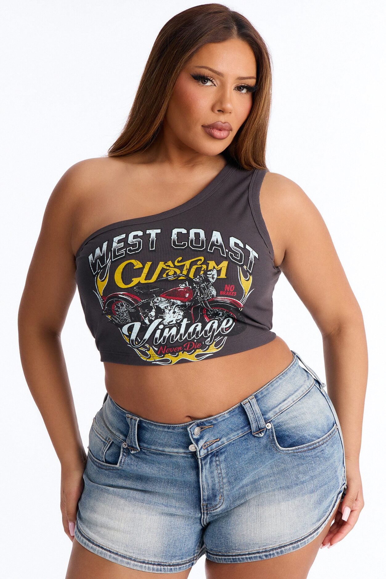 West Coast Riders One Shoulder Tank Top - Grey