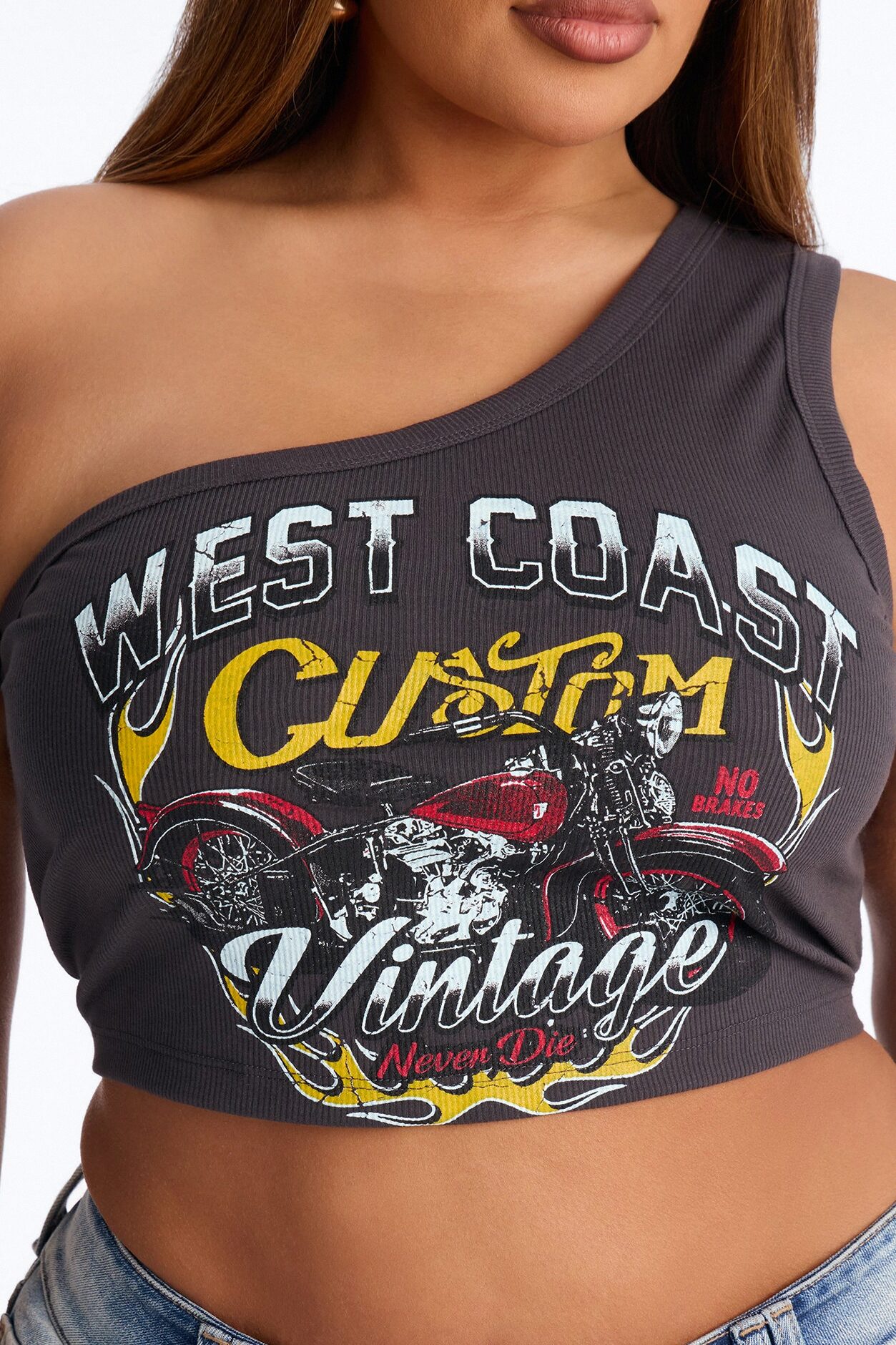 West Coast Riders One Shoulder Tank Top - Grey