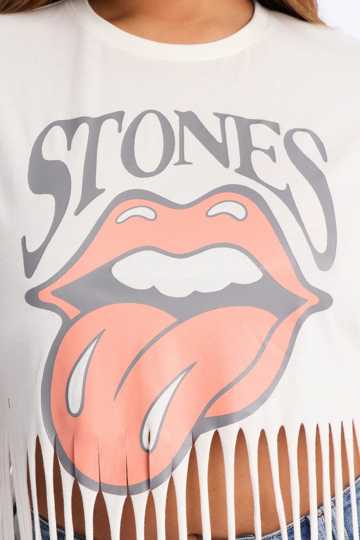 The Rolling Stones Fringe Tee - White