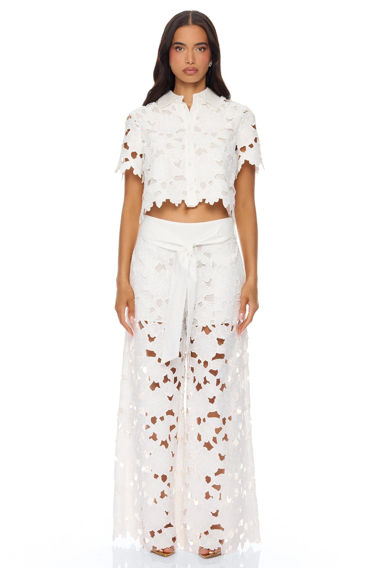 Kierra Short Sleeve Embroidered Top - White
