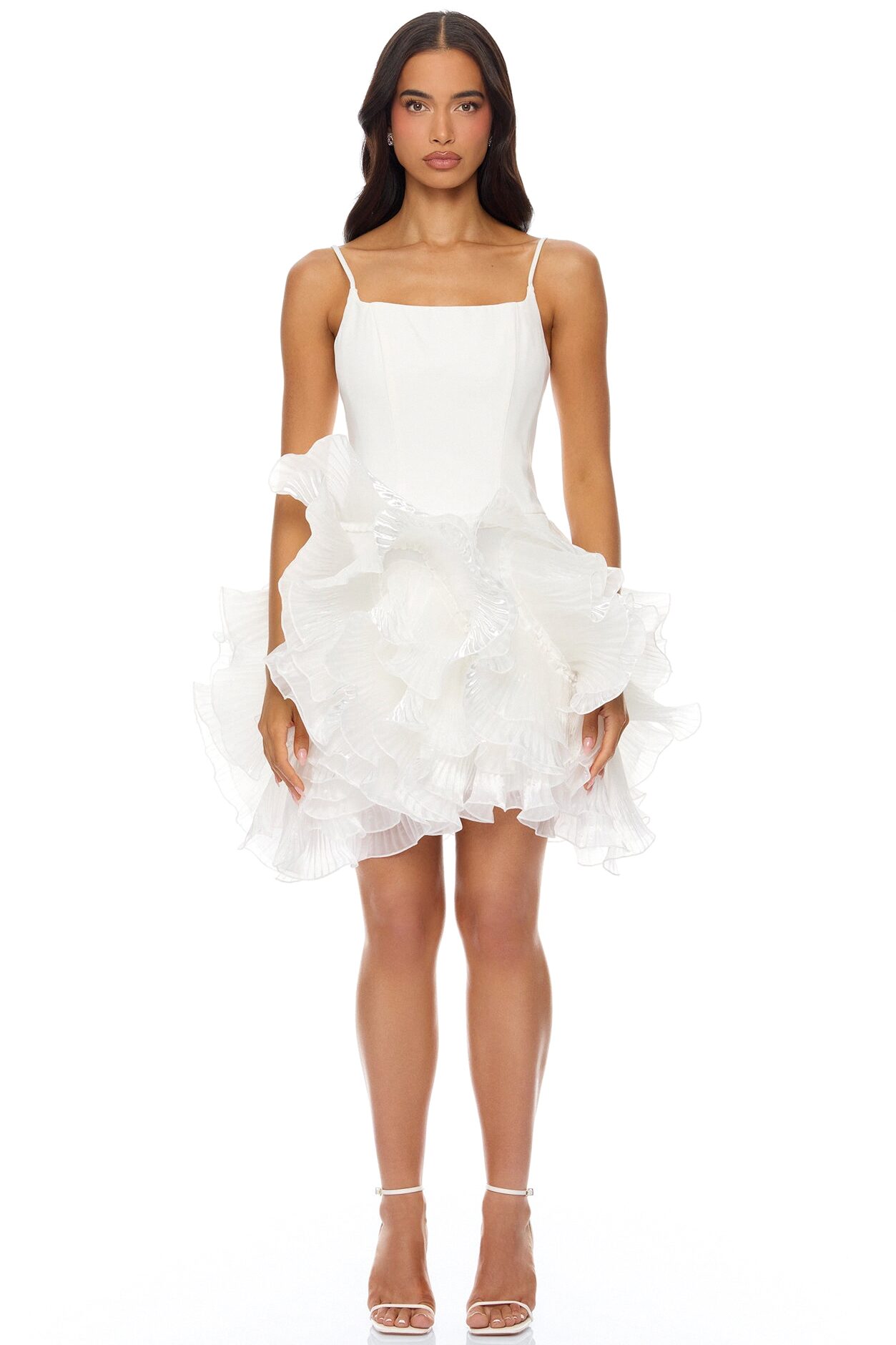 So Popular Ruffle Mini Dress - White