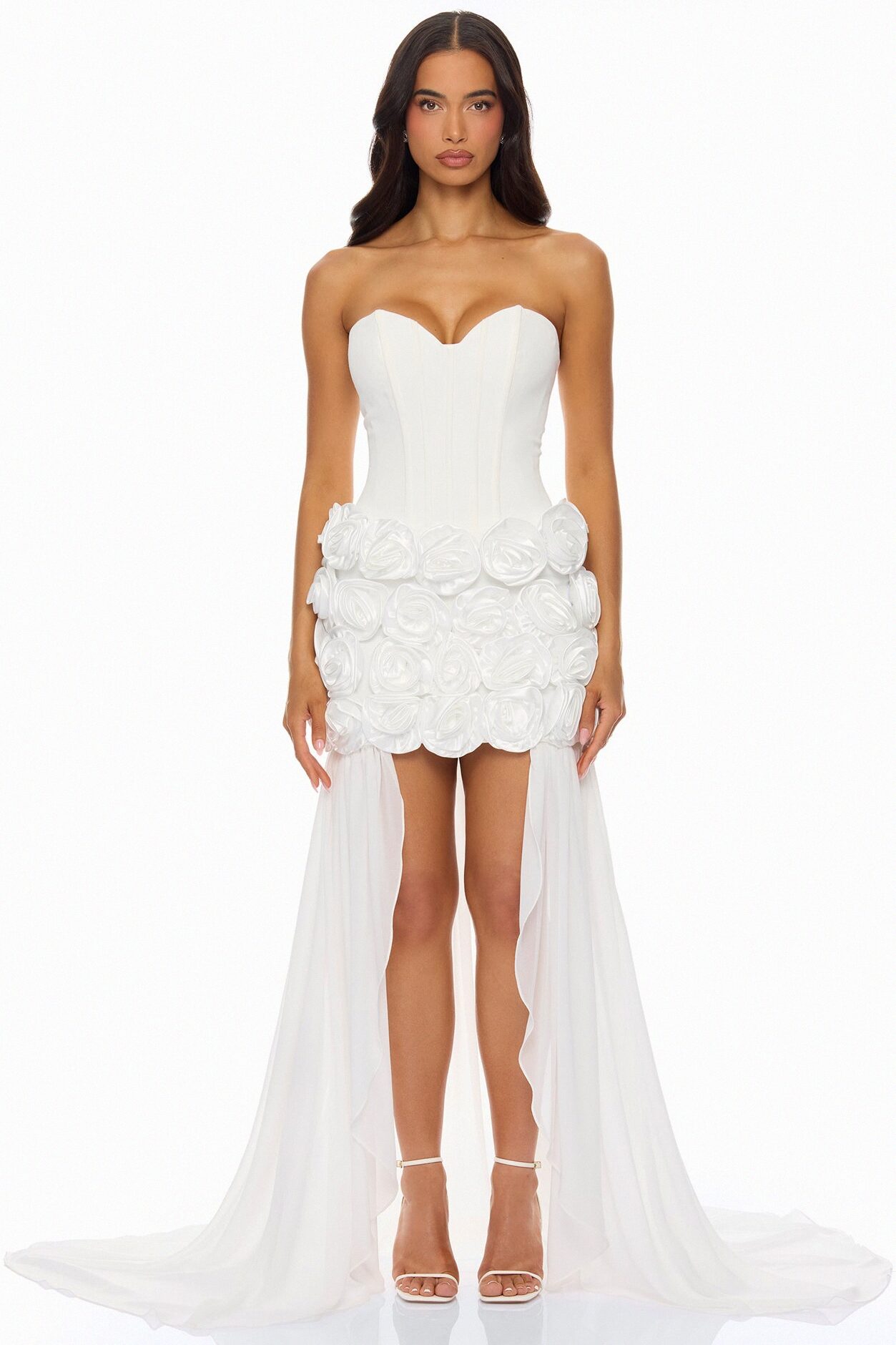 Alessia Floral Applique Maxi Dress - White