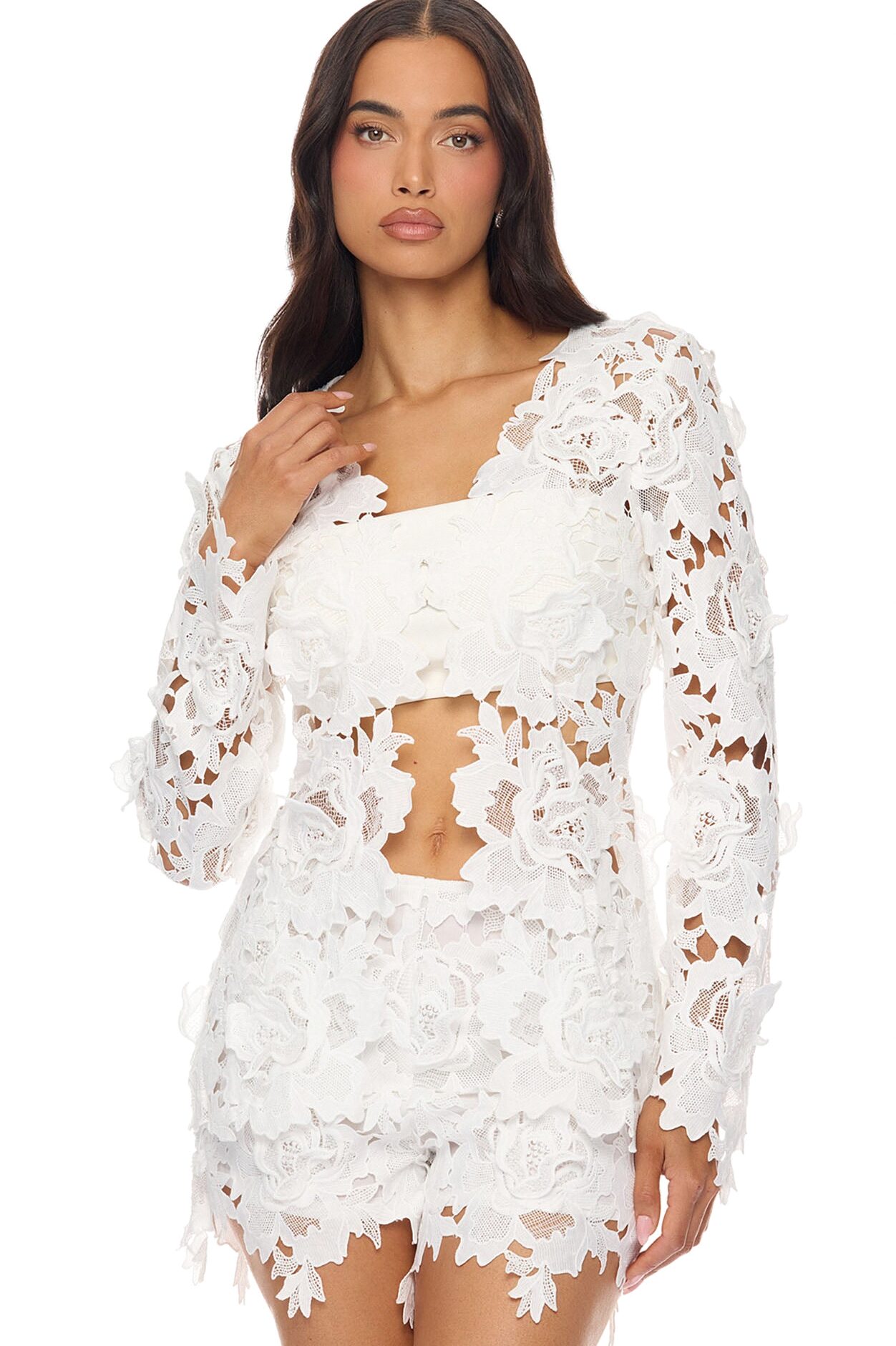 Jaslyn Embroidered Short Set - White