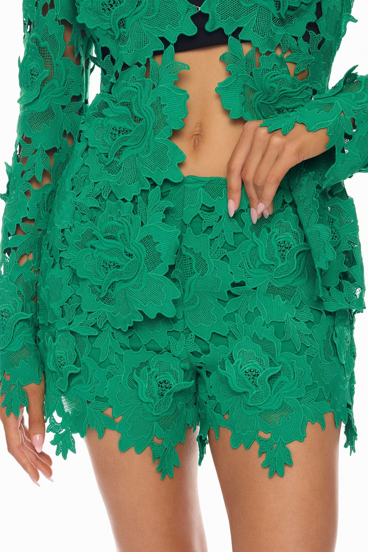 Jaslyn Embroidered Short Set - Green