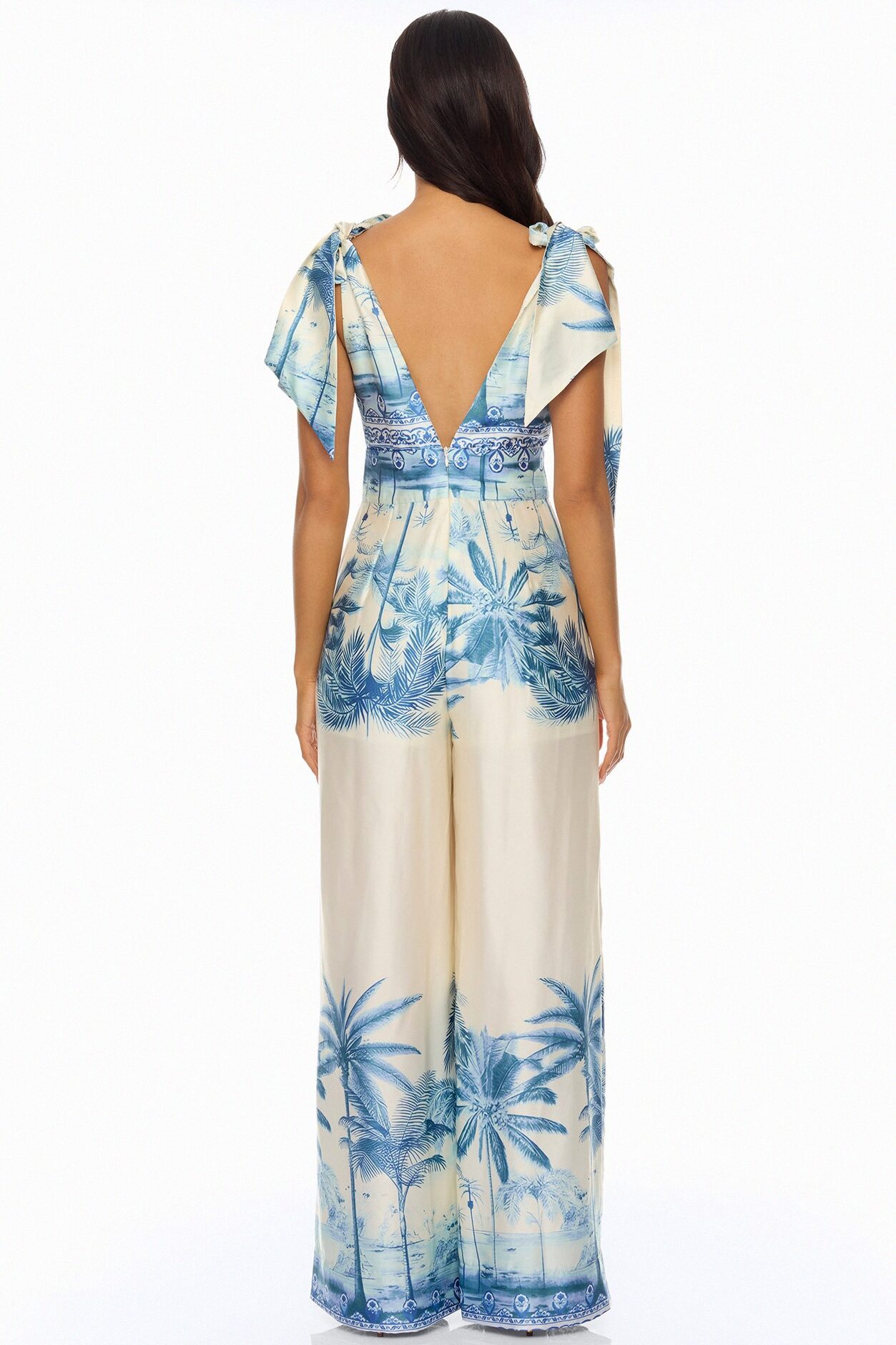 Amalfi Coast Satin Jumpsuit - Blue/combo