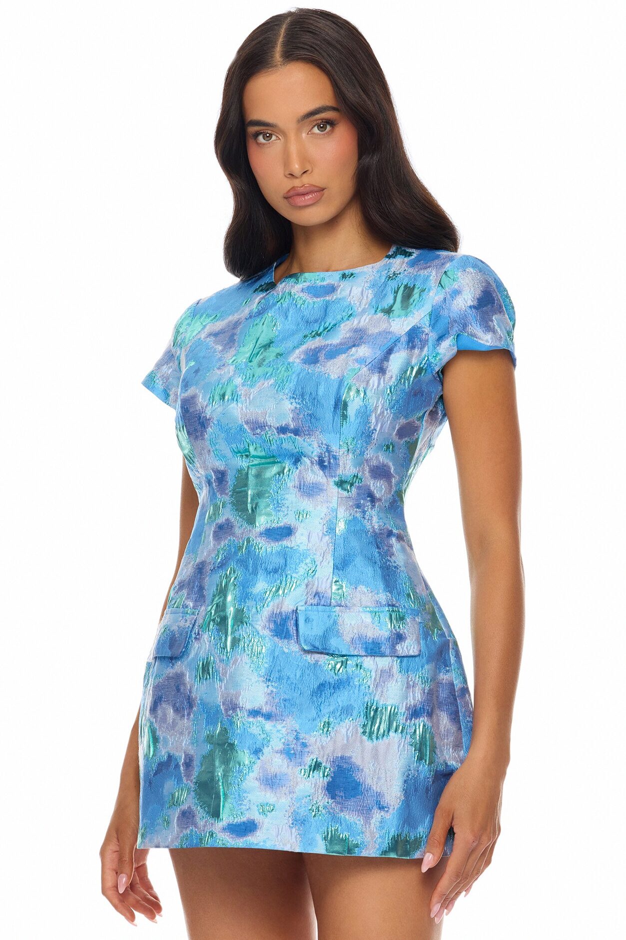 Juliette Jacquard Mini Dress - Blue/combo