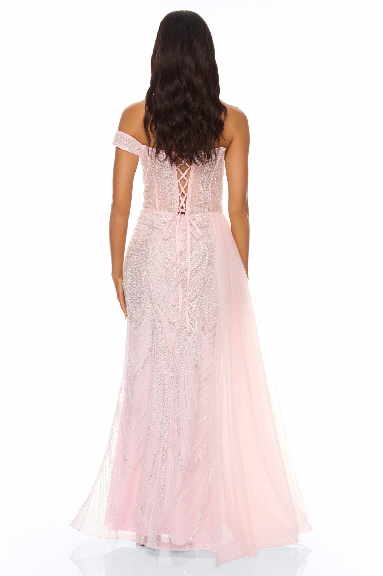 Too Glamorous Draped Embellished Gown - Light Pink