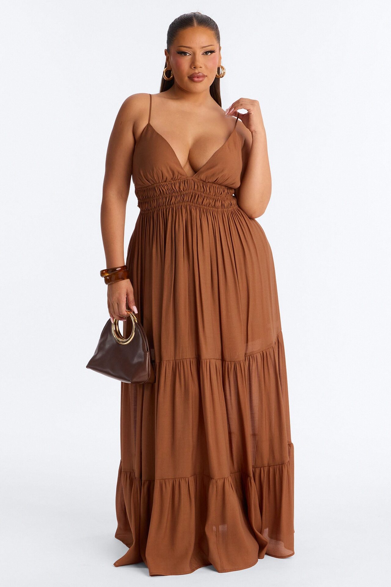 Daily Vibe Backless Maxi Dress - Brown