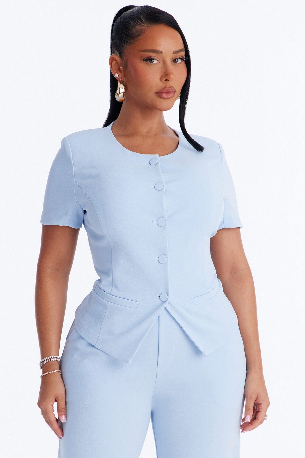 Mission Accomplished Short Sleeve Blazer - Light Blue