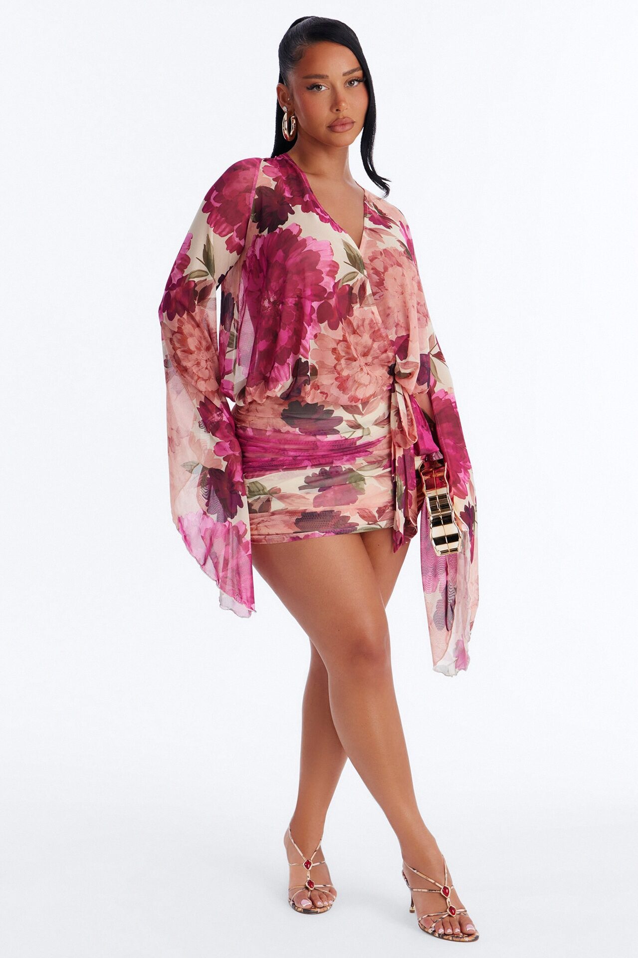 In Full Bloom Mesh Mini Dress - Pink/combo