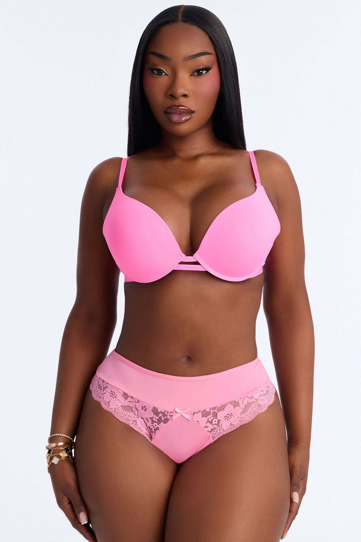 Lilly Lace Ruffle Trim Thong Panty - Light Pink