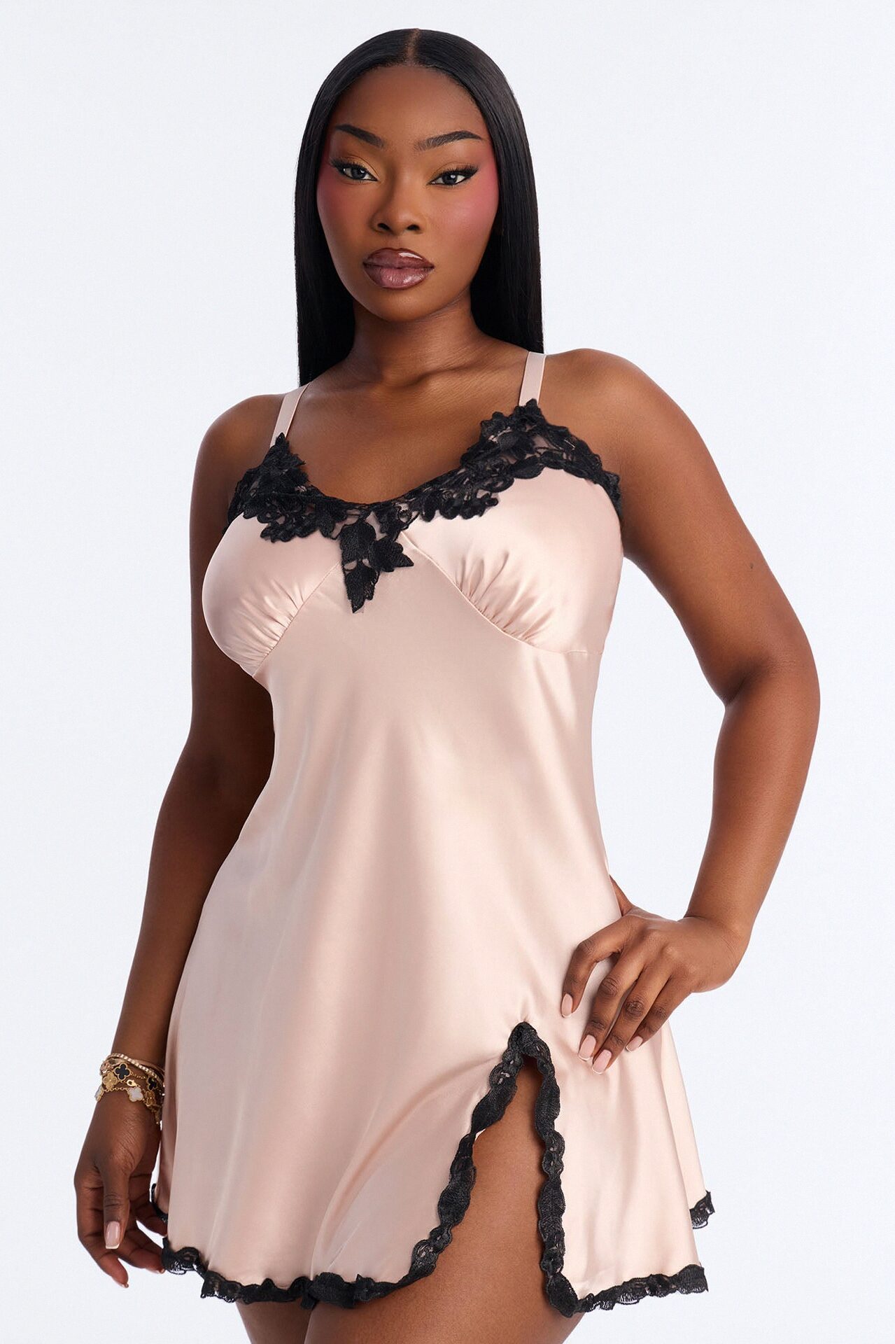 Thinking Of You Satin Chemise - Rose