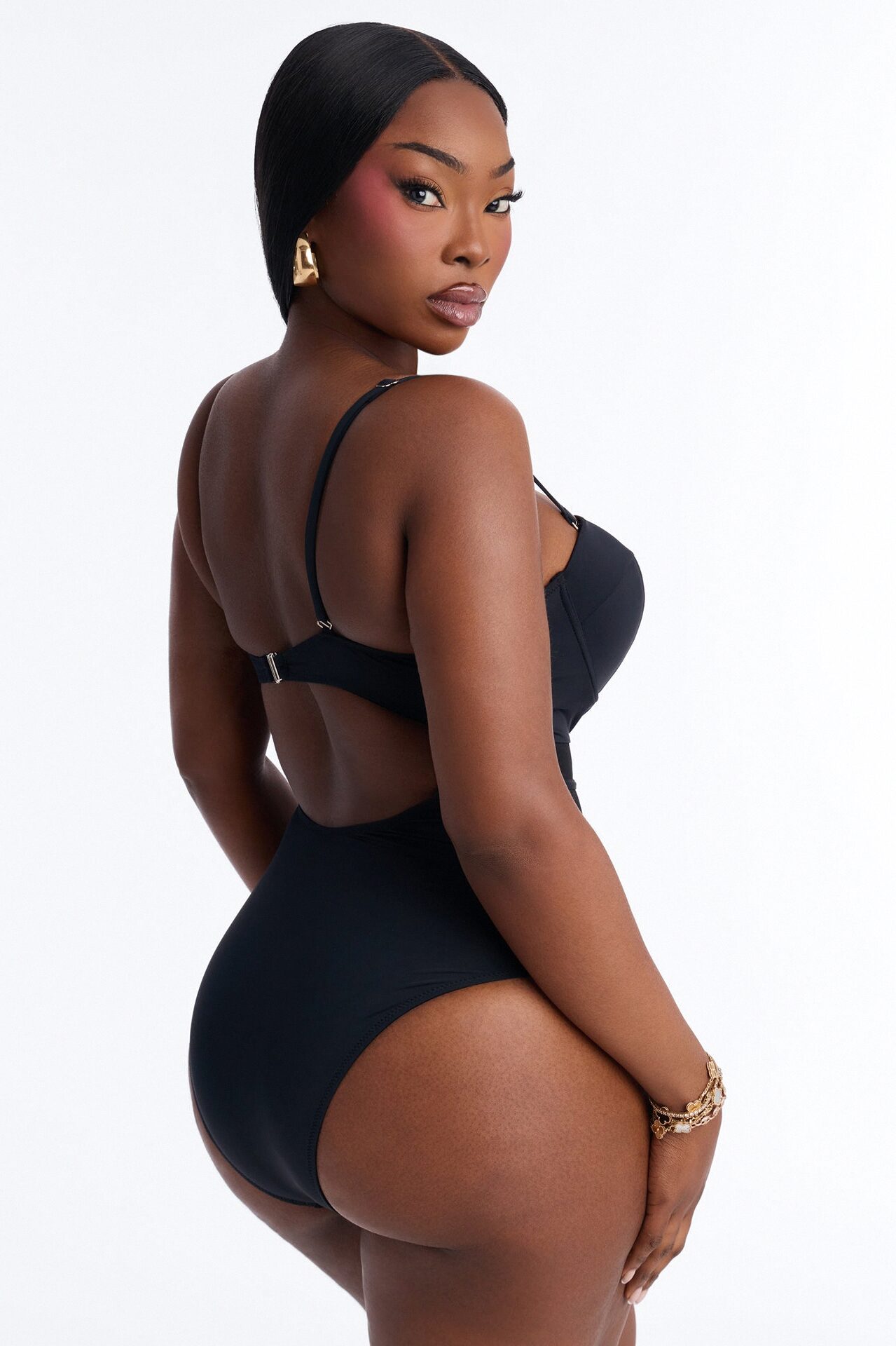 Pier Pressure Underwire Mesh Cutout 1 Piece Swimsuit - Black
