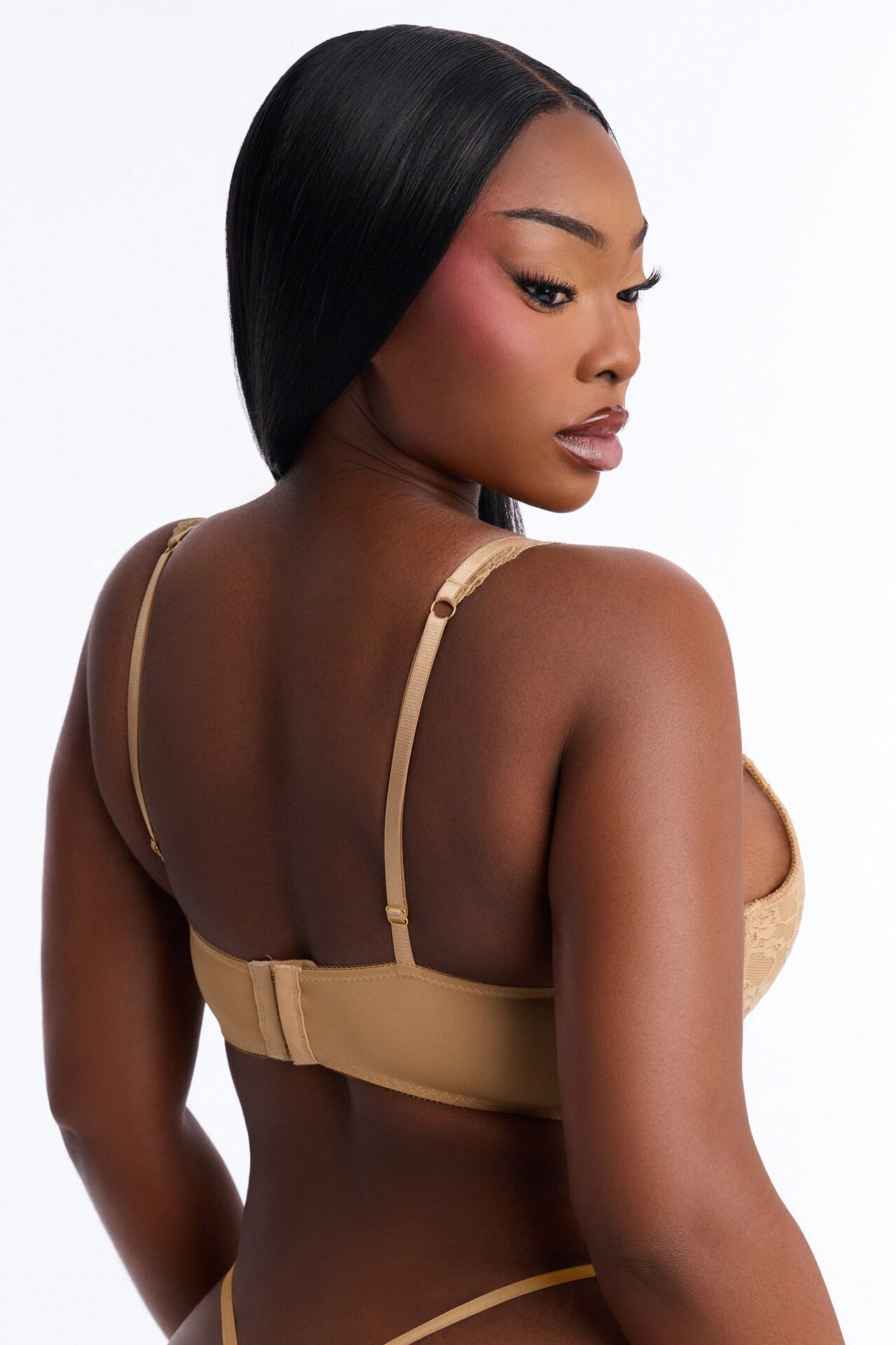 Underneath It All Microfiber Lace Push Up Molded Cup Bra - Tan
