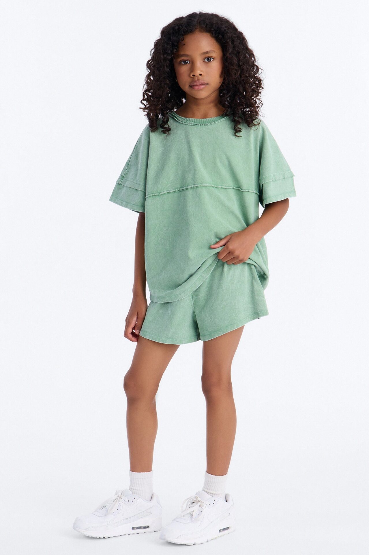 Mini Making Decisions Mineral Wash Short Set - Sage