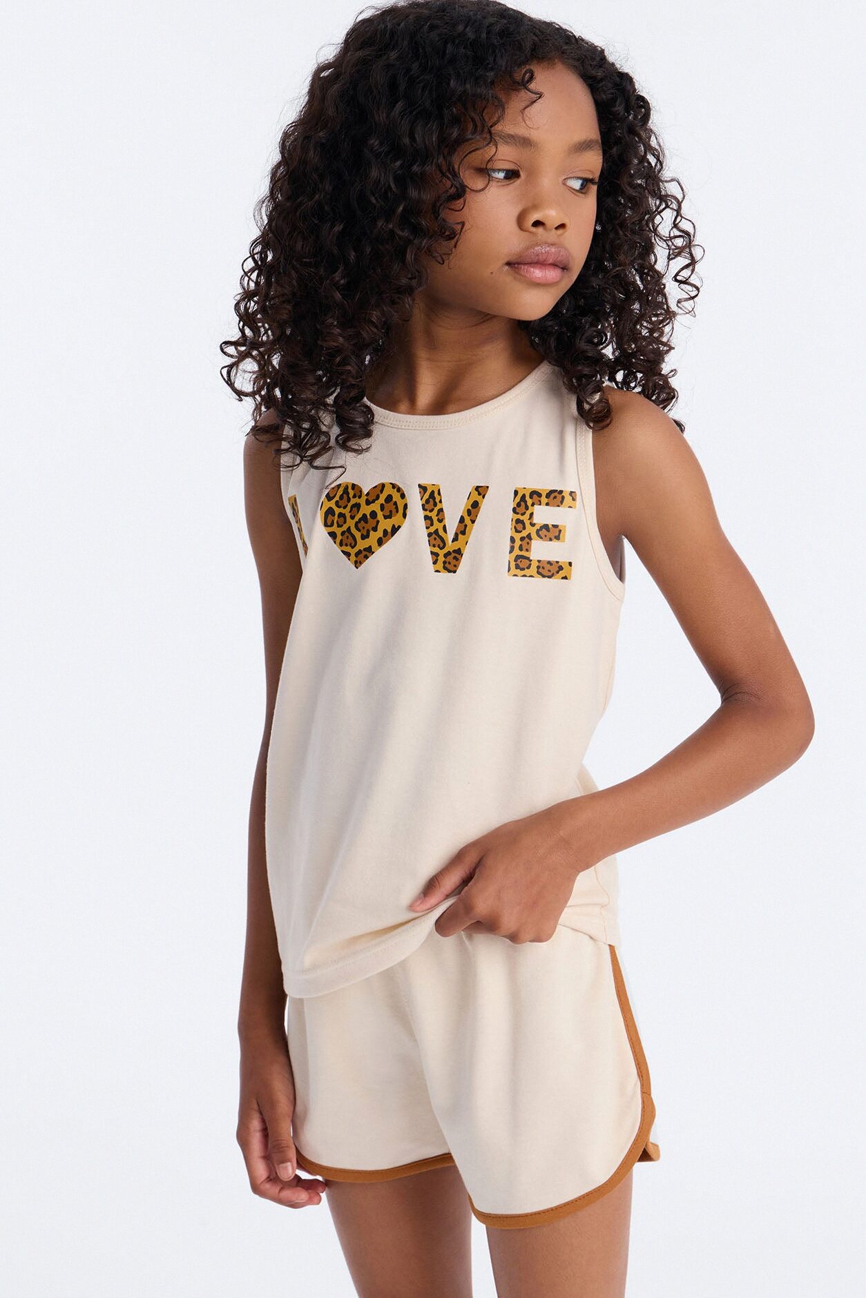 Mini Love Over Everything Short Set - Sand