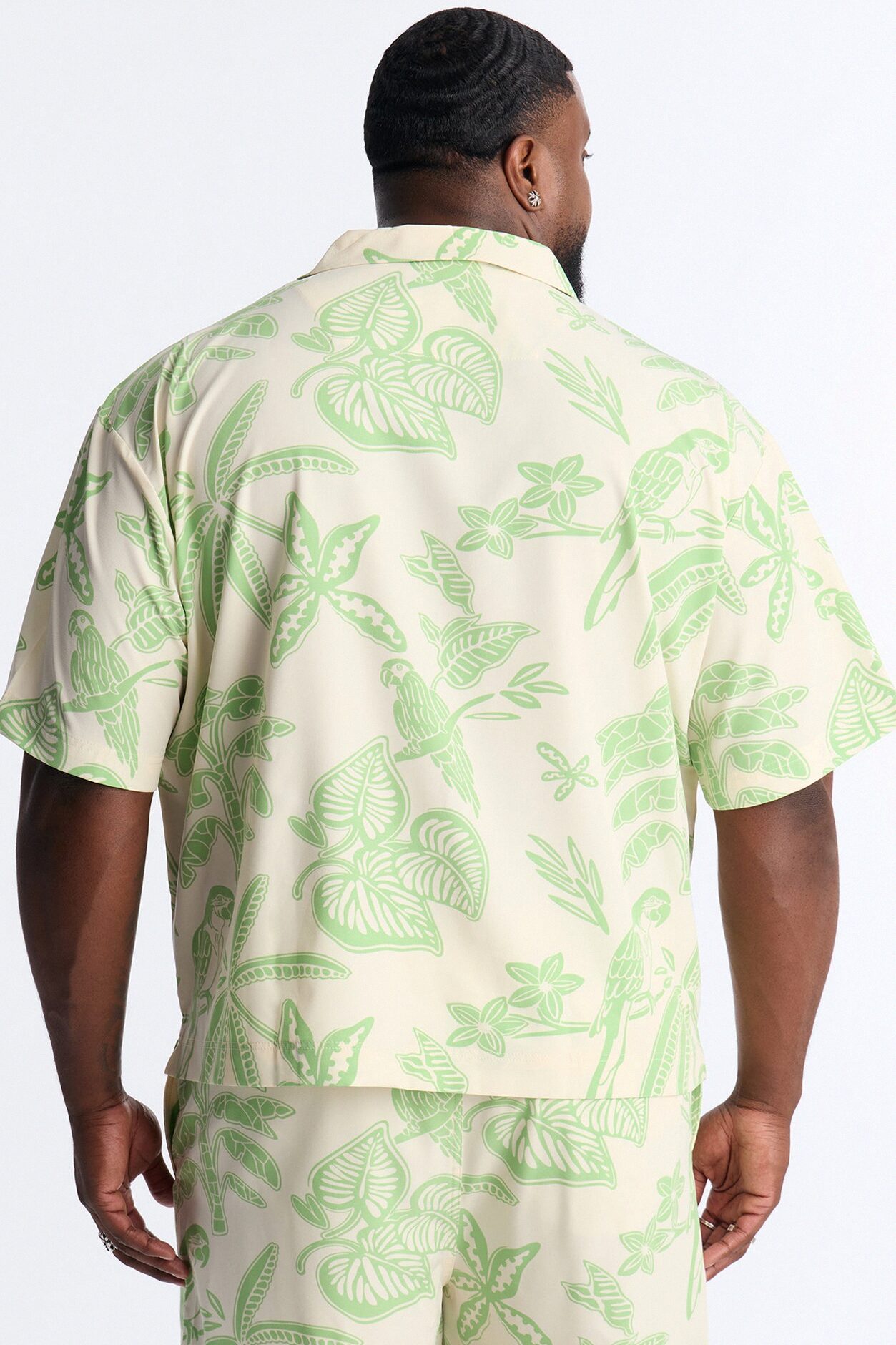 Relaxed Azure Paradise Heat Cuban Collar Button Up Shirt - Olive