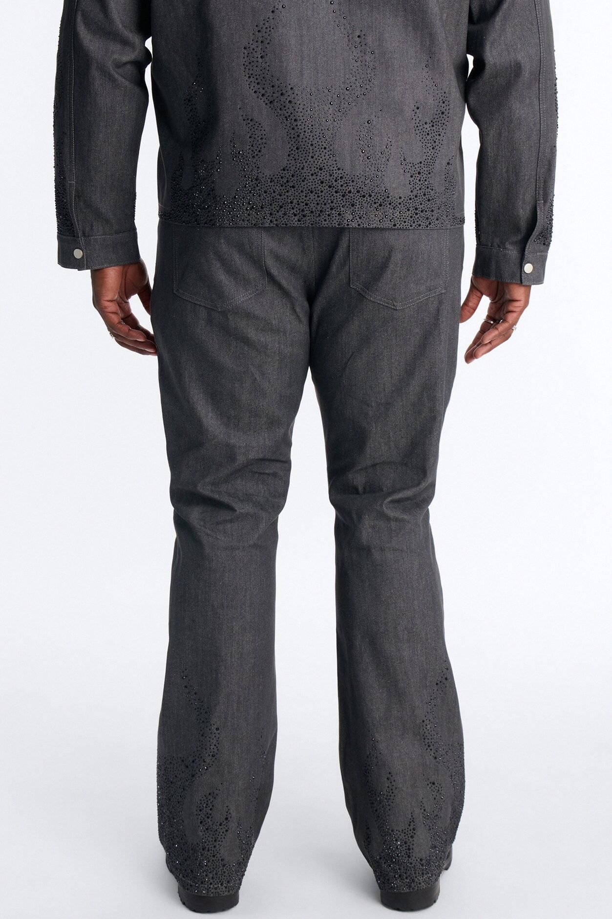 Stacked Slim Flare Dark Ember Jean - Grey
