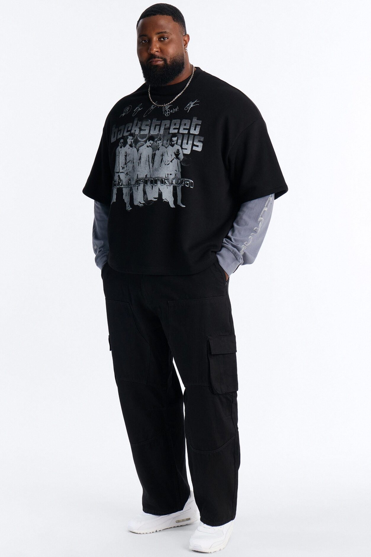 Backstreet Boys Larger Than Life Oversized Fleece Twofer - Black Wash