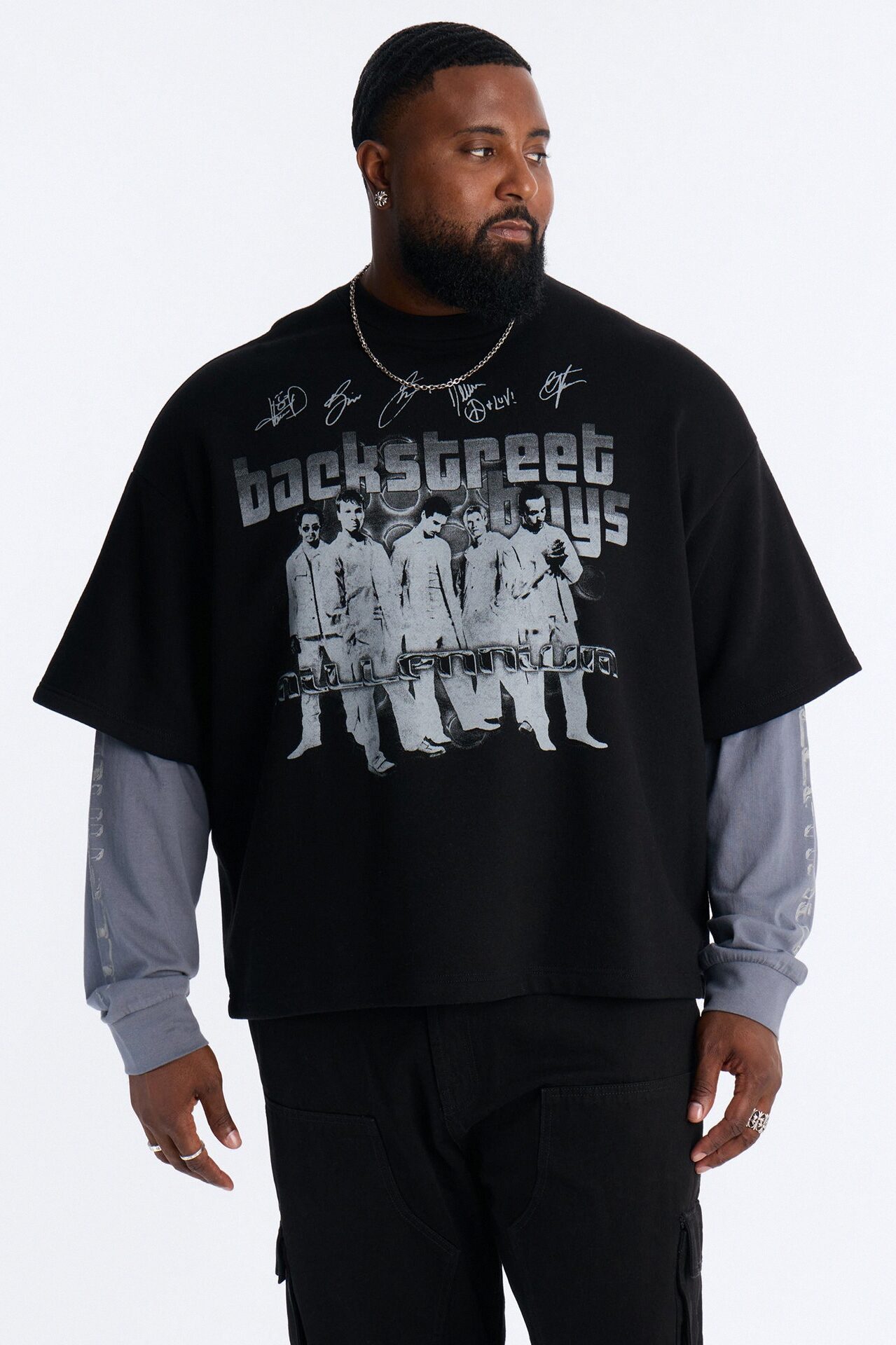 Backstreet Boys Larger Than Life Oversized Fleece Twofer - Black Wash