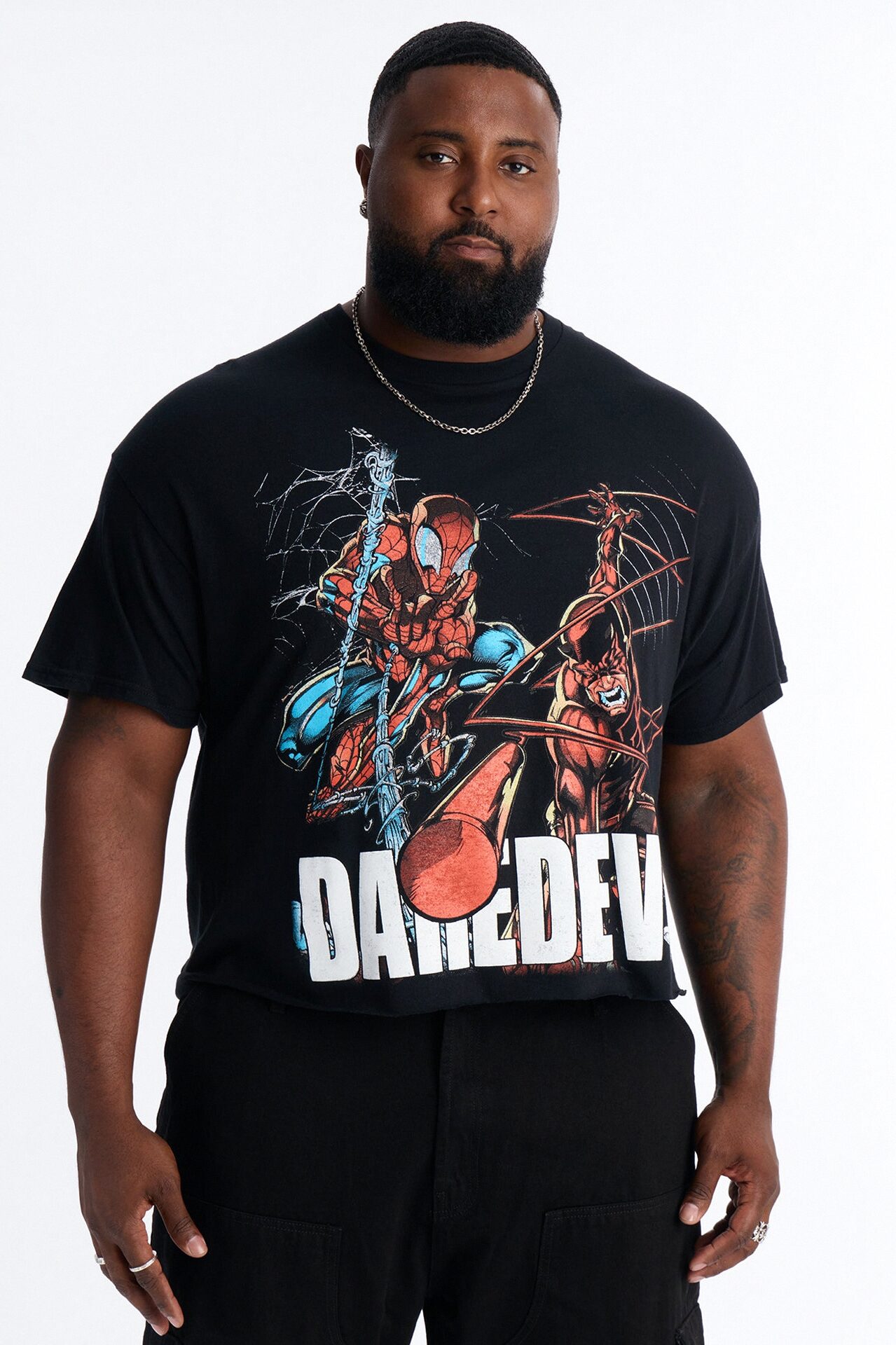 Daredevil And Spiderman Boxy Short Sleeve Tee - Black
