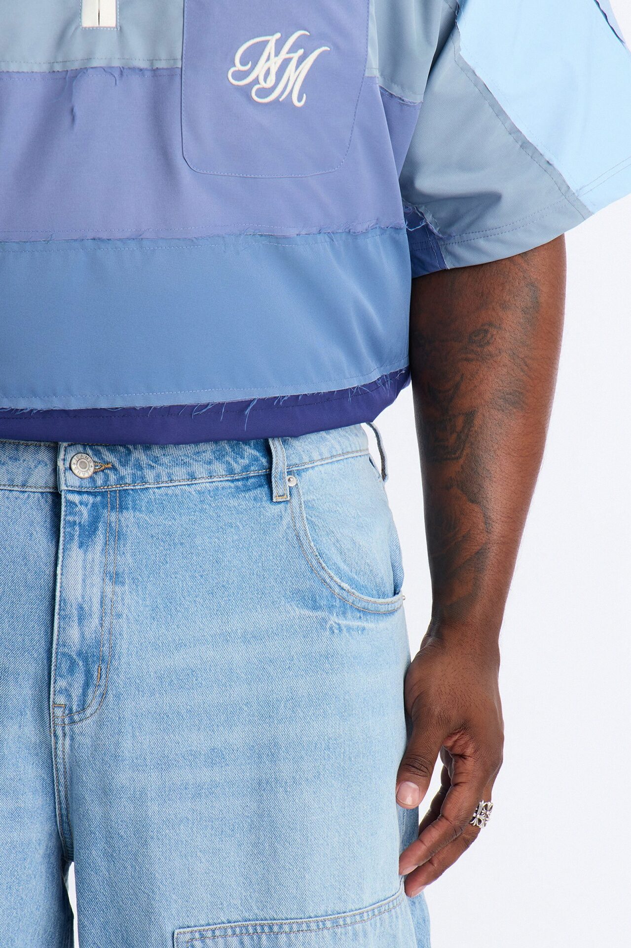 Barrel Downtown Patch Jean - Light Blue Wash
