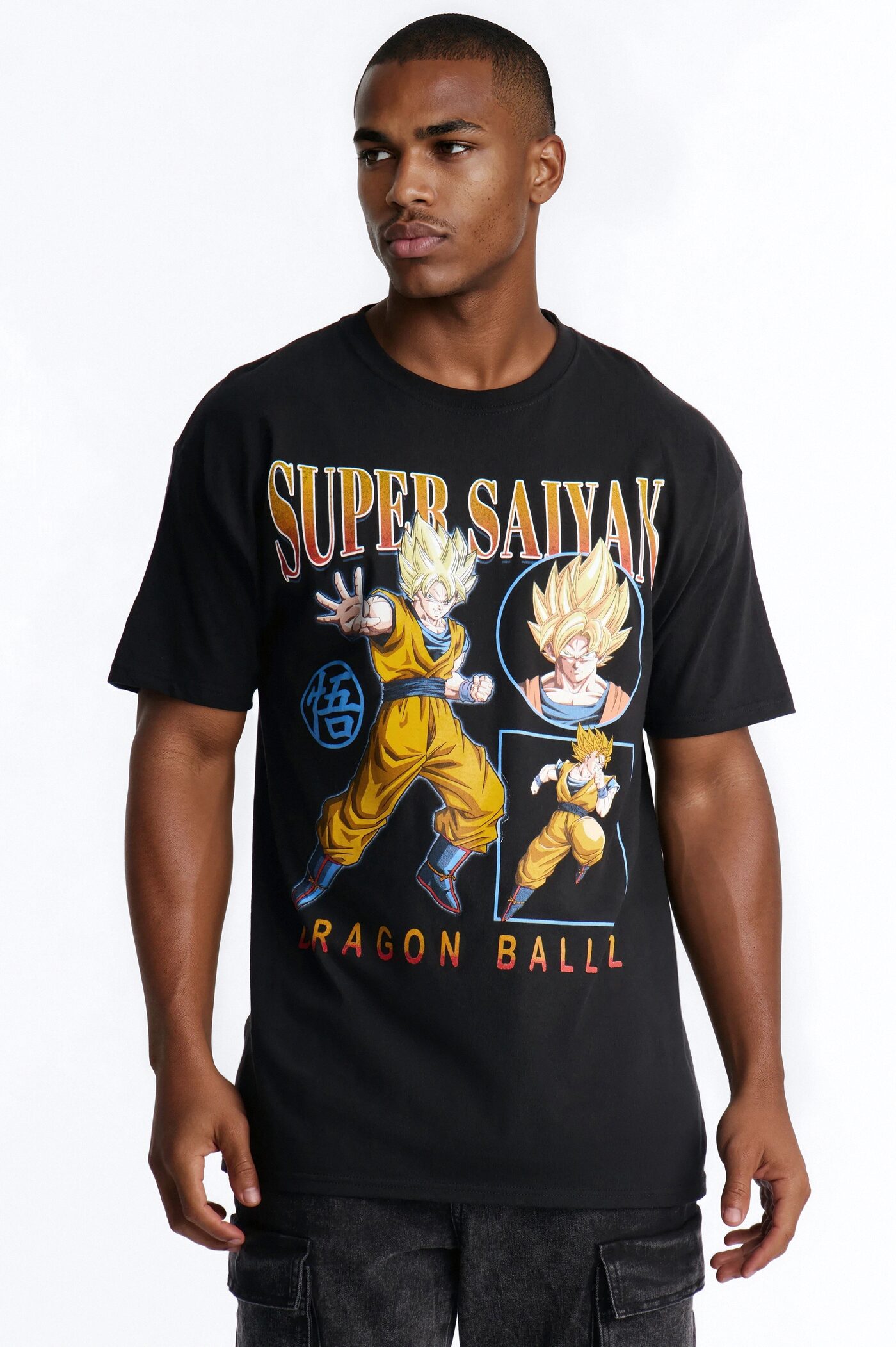 Dragon Ball Z Super Saiyan Son Goku Oversized Short Sleeve Tee - Black