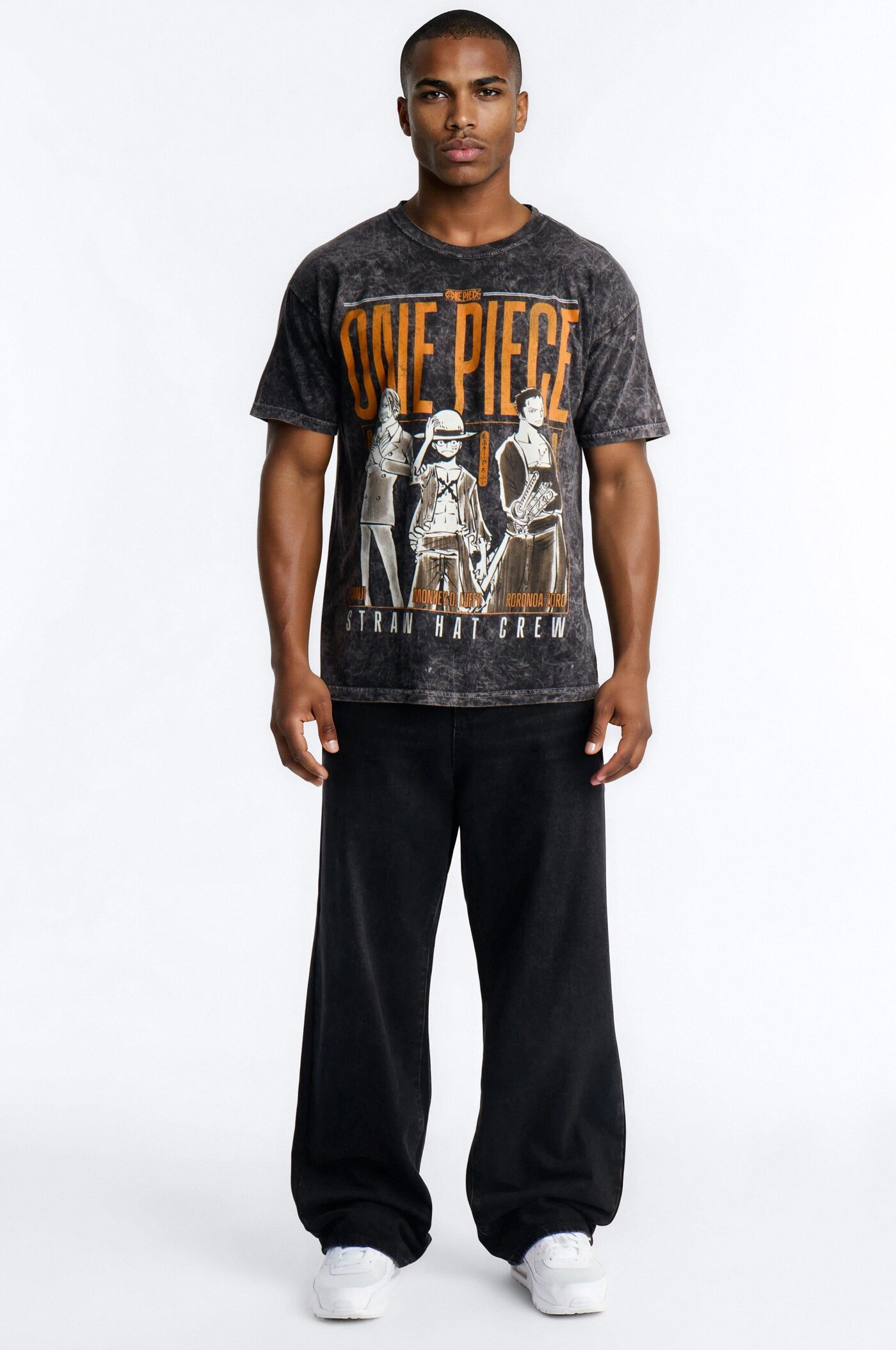 One Piece Straw Hat Pirates Oversized Short Sleeve Tee - Black