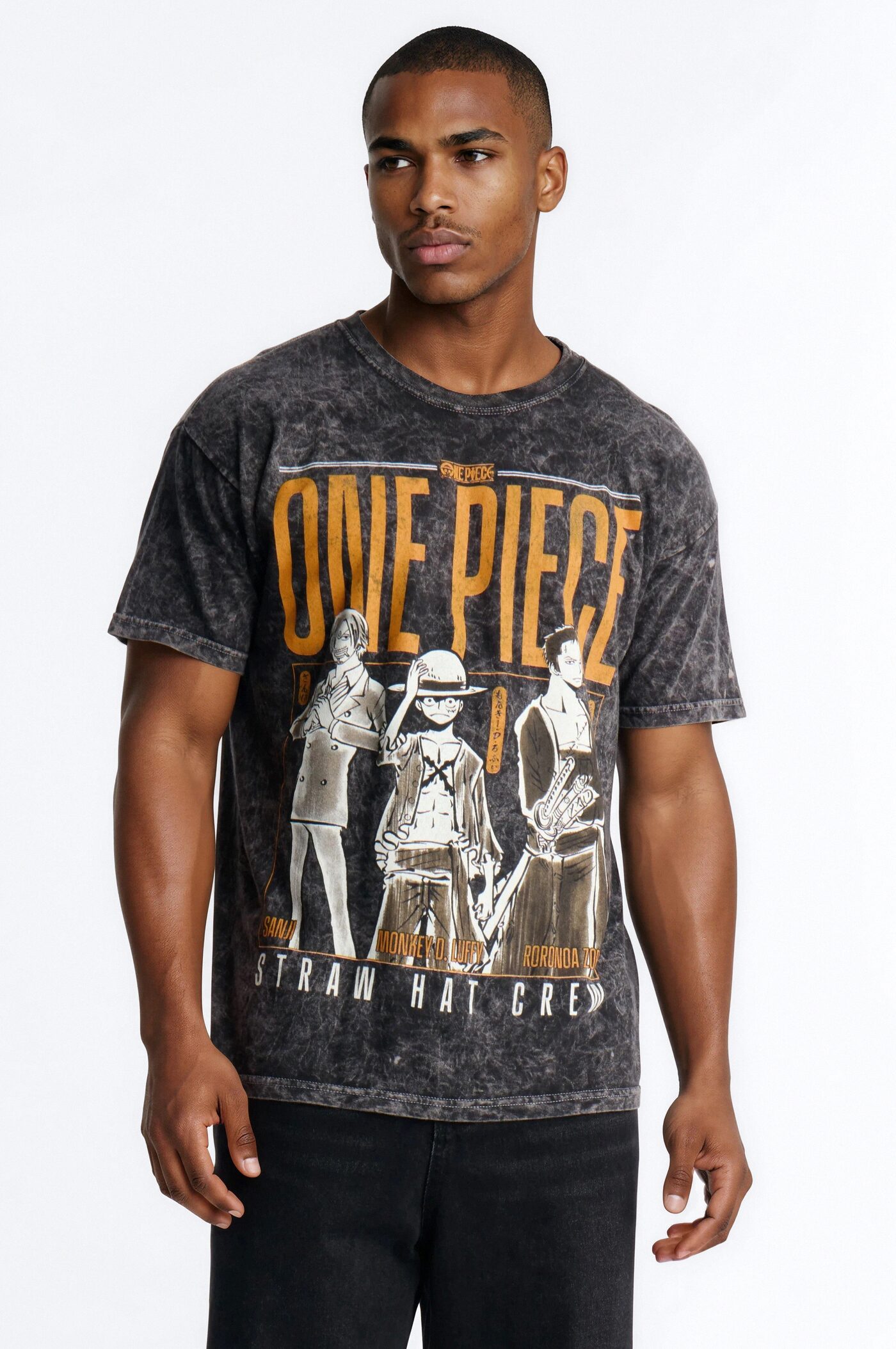 One Piece Straw Hat Pirates Oversized Short Sleeve Tee - Black