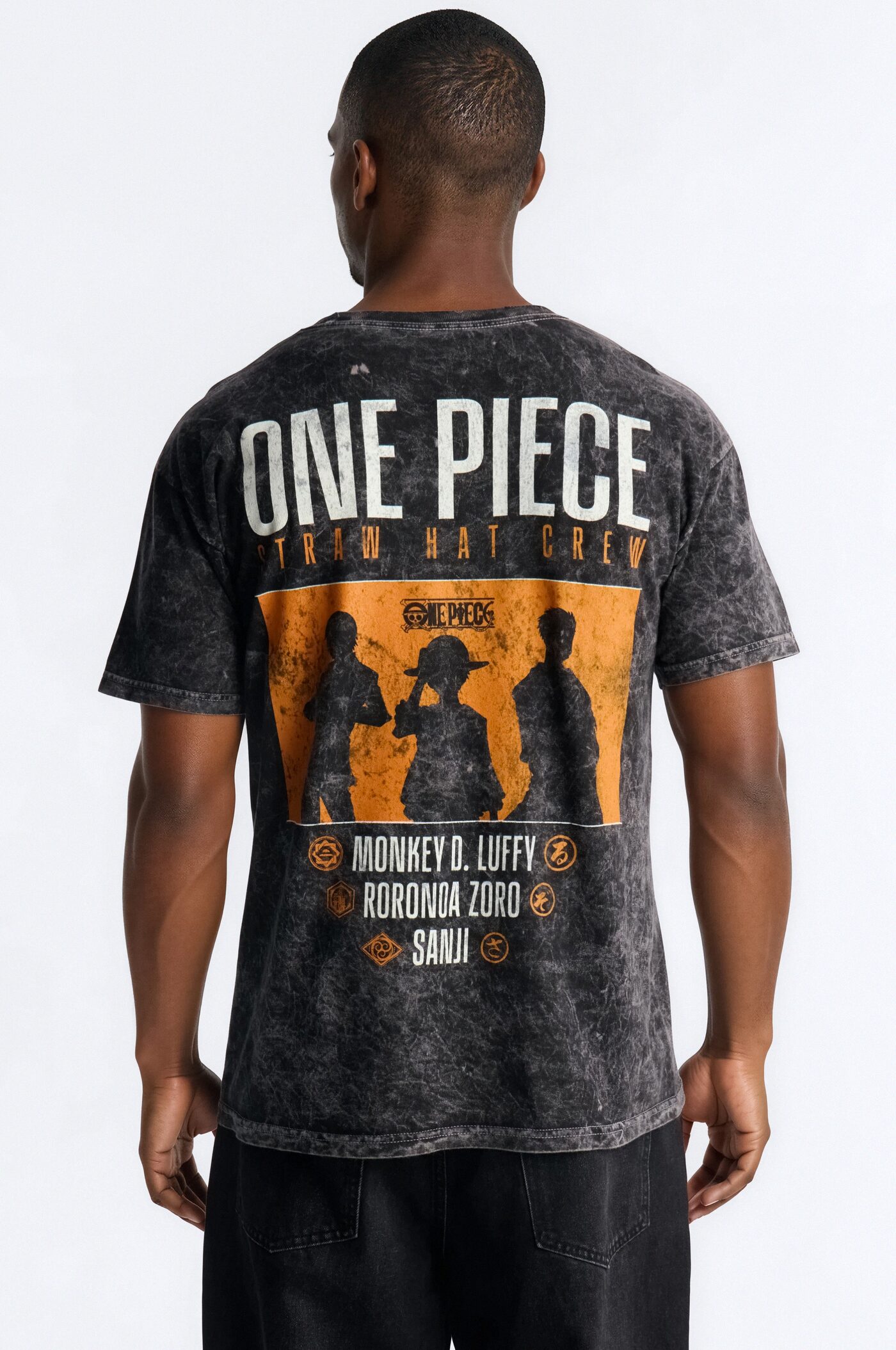 One Piece Straw Hat Pirates Oversized Short Sleeve Tee - Black